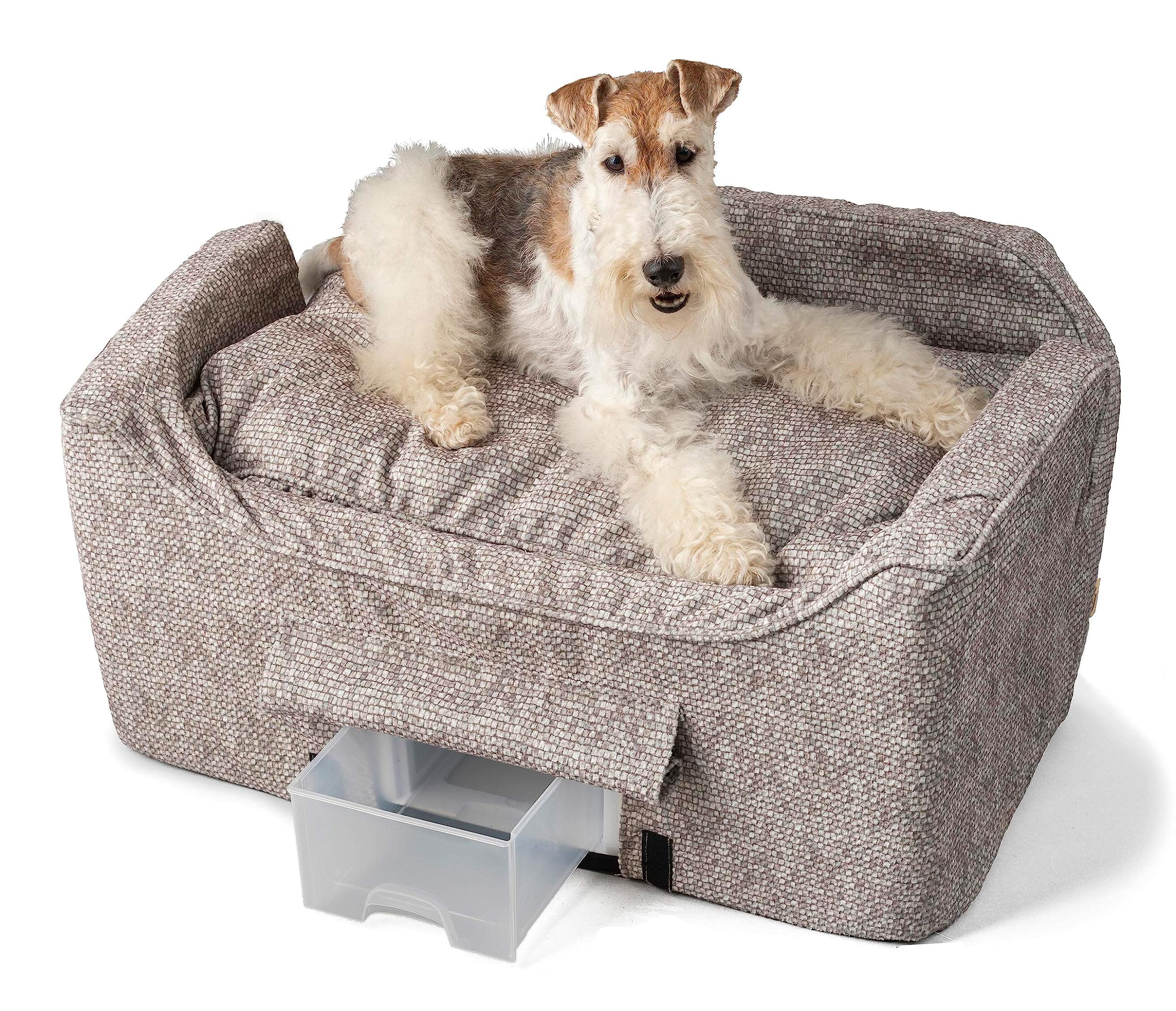 Snoozer Lookout II Dog Booster Seat for Medium/Large Dogs - Merlin Linen Washable Pet Car Seat with Anti-Car Sickness Support | Perfect for Road Trips & Safe Travels with Your Pet