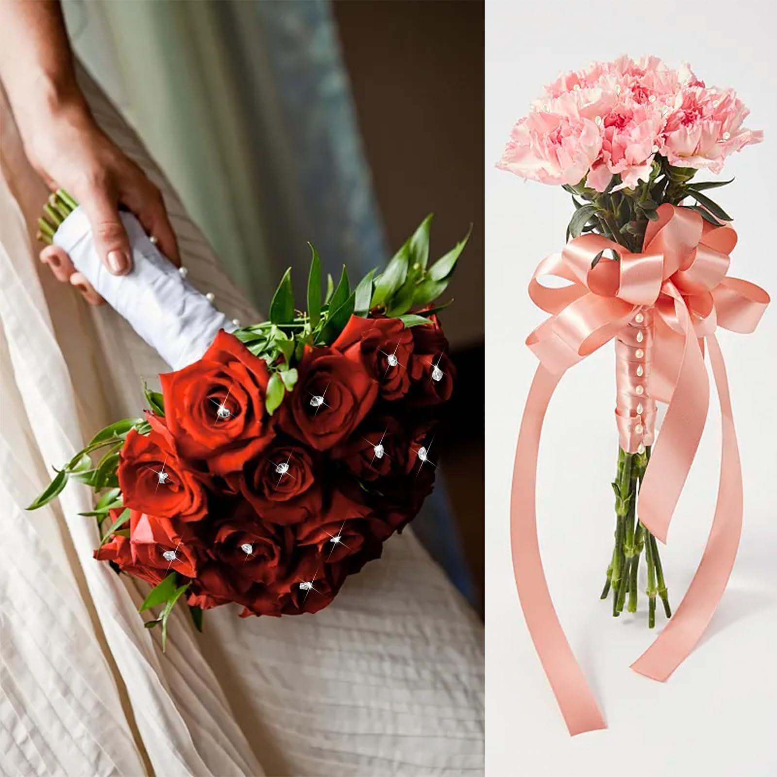 300 PCS Floral Pins for Bouquets - Pearl & Diamond Boutonniere Pins (3 Styles) - Wedding Corsage Accessories, Dressmaking, Sewing, Jewelry & Flower Decoration - Perfect for DIY Crafts, Bridal Bouquets, and Gift Wrapping