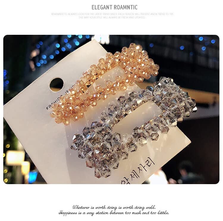 Ashkash 2Pcs Stylish Beaded Hair Clips for Women, Brides & Teens - Snap-On Design for Easy Hair Styling | Perfect for Weddings, Parties & Everyday Wear
