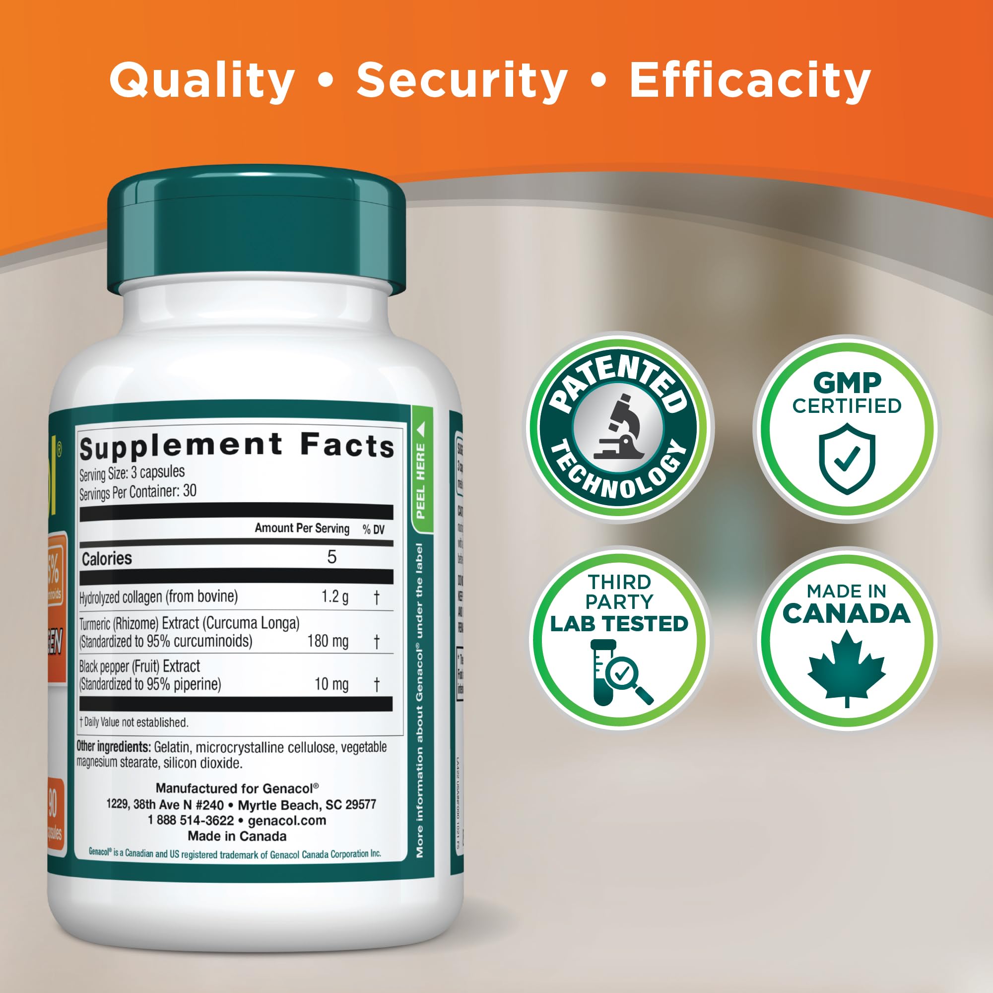 Genacol Turmeric Curcumin Collagen Supplement with 95% Curcuminoids, Black Pepper & AminoLock Collagen | Supports Joint Health & Mobility | 90 Capsules | Ideal for Active Lifestyles & Joint Pain Relief