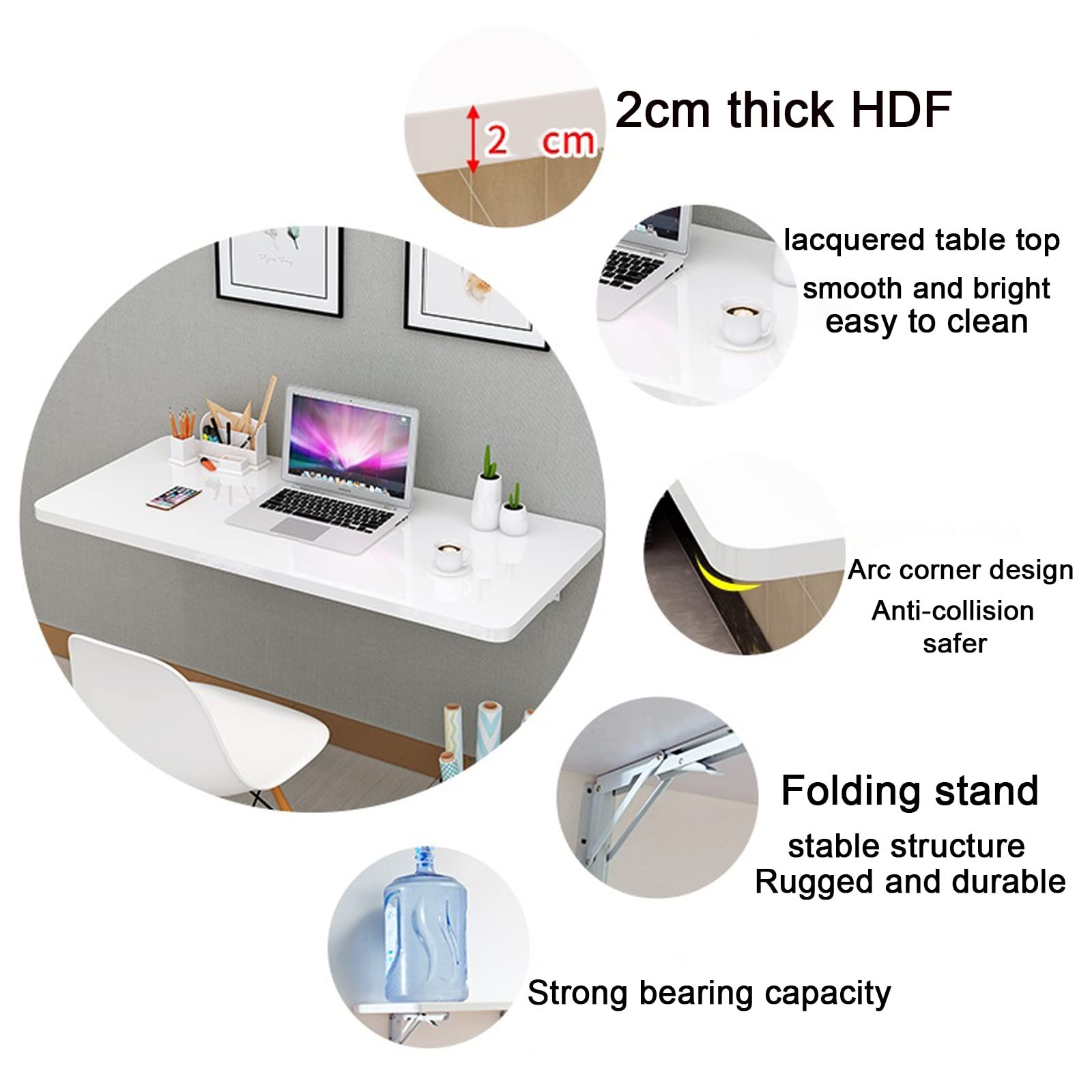 LIGUOYI Wall Mounted Folding Drop Leaf Table - Space Saving Multifunctional Floating Desk for Dining, Study, Computer Work | Foldable Design for Kitchen, Bedroom, Laundry Room | Yellow, Blue, White, Black Options | Perfect for Small Apartments, Dorms & Home Offices
