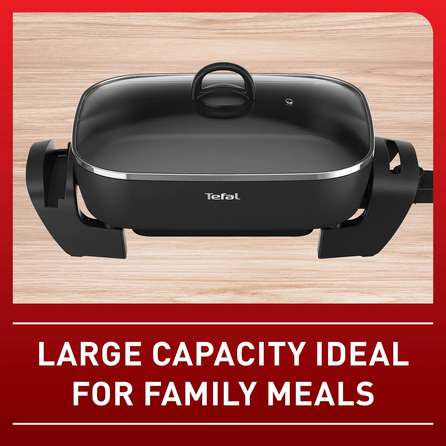Tefal KC6018 Easy Banquet Electric Frypan - Large Nonstick Skillet for Frying, Sautéing & Cooking - Perfect for Family Dinners & Holiday Meals