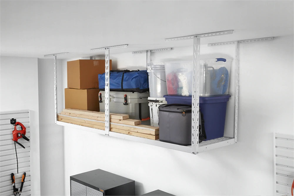 Gladiator Overhead Garage Storage Rack 2' x 8' White - Heavy Duty Steel Shelving for Garage Organization & Home Storage Solutions