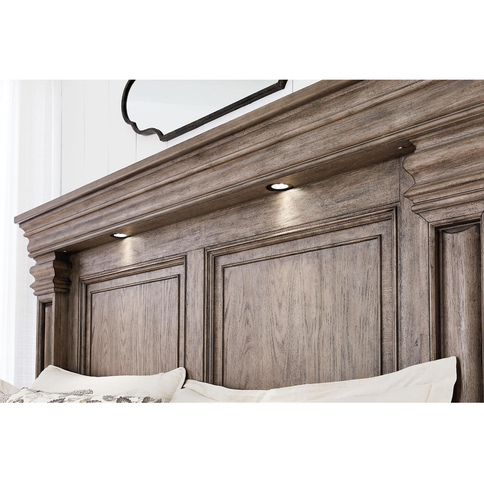 Blairhurst King Panel Bed Frame - Solid Wood Platform Bed with Upholstered Headboard - Modern Bedroom Furniture for Master Bedroom & Guest Room