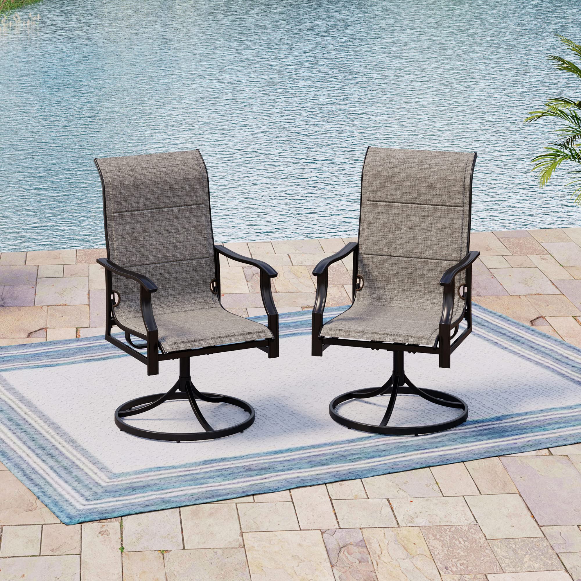 4-Piece Outdoor Swivel Dining Chair Set - High Back Patio Chairs with Durable Textilene Mesh Fabric, All-Weather Garden Furniture for Porch, Balcony, Backyard & Deck - Perfect for Outdoor Entertaining & Relaxation