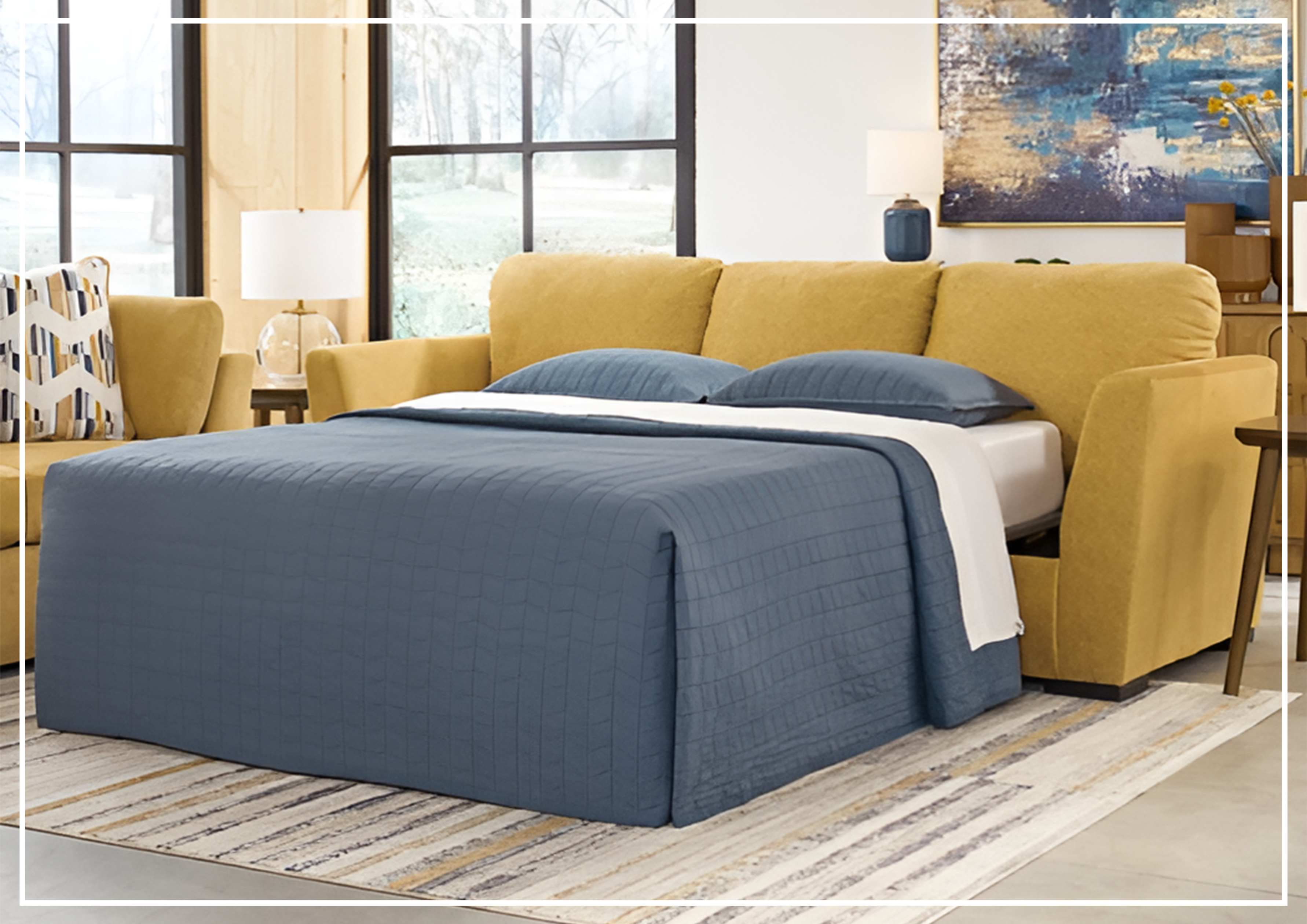 Gio Italia Valeria 3-Seater Fabric Queen Sleeper Sofa Bed - Convertible Comfortable Sectional Couch for Small Spaces, Living Room, Guest Room & Apartment