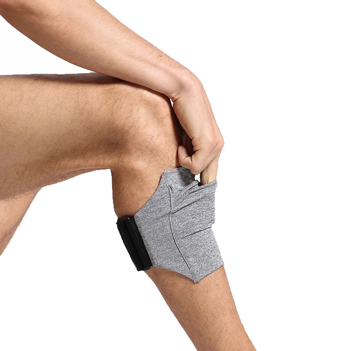 Running & Workout Leg Phone Holder for iPhone 15/14/13/12/11/X/Xs/7/8 Plus & Galaxy S9/8/7/6 - Adjustable Calf Armband Strap Pouch for Jogging, Cycling & Equestrian Riding - Gray Large Size
