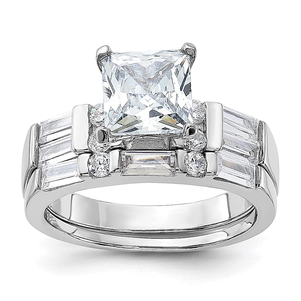 925 Sterling Silver Cubic Zirconia CZ Engagement Ring & Wedding Band Set for Women - Elegant Two-Piece Bridal Jewelry Set with Sparkling Stones - Perfect Gift for Her, Anniversary, Proposal or Special Occasion