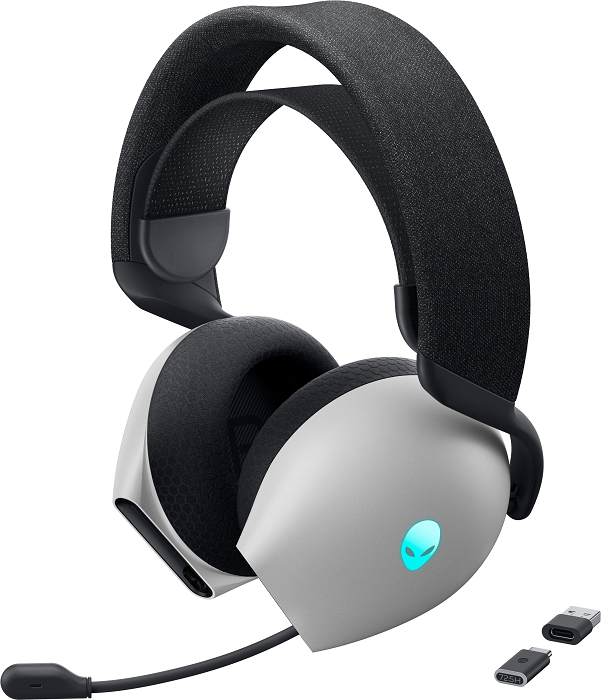 Alienware Tri-Mode Wireless Gaming Headset with AI Noise Cancellation, RGB Lighting - 2 Color Options for PC, PS5, Xbox & Mobile Gaming