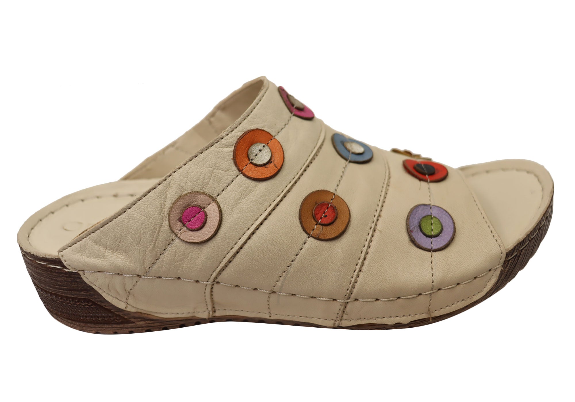 Orizonte Passion Women's Comfortable Leather Slides Sandals - European Style for Casual Wear, Beach, and Home Relaxation
