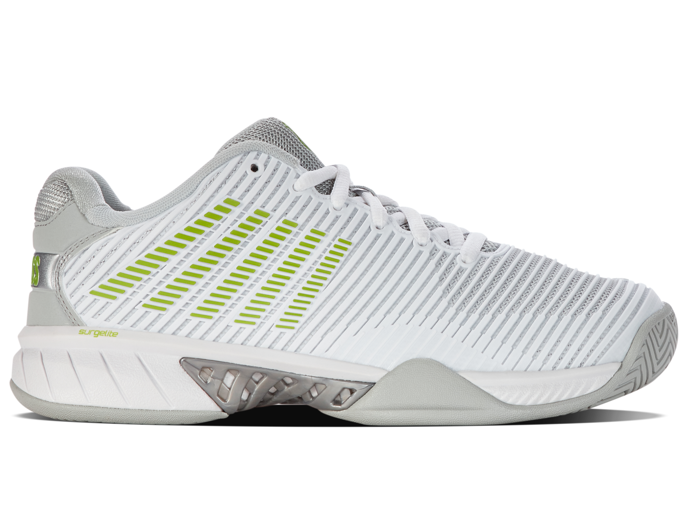 Hypercourt Express 2 Men's Tennis Shoes - White/Gray Violet/Lime Green | Lightweight Performance Court Shoes for Tennis & Pickleball | Ideal for Competitive Play & Training