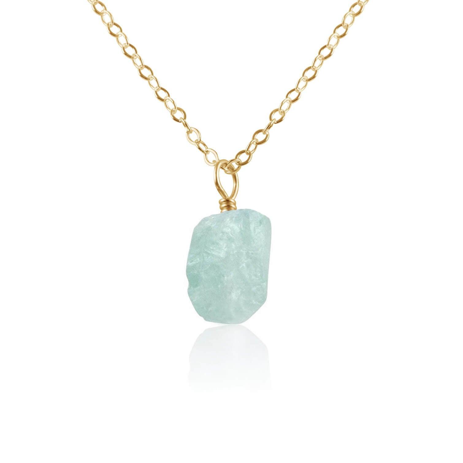 Natural Tiny Raw Aquamarine Pendant Necklace - Handmade Gemstone Jewelry for Women - Perfect for Everyday Wear, Gift Giving & Spiritual Healing