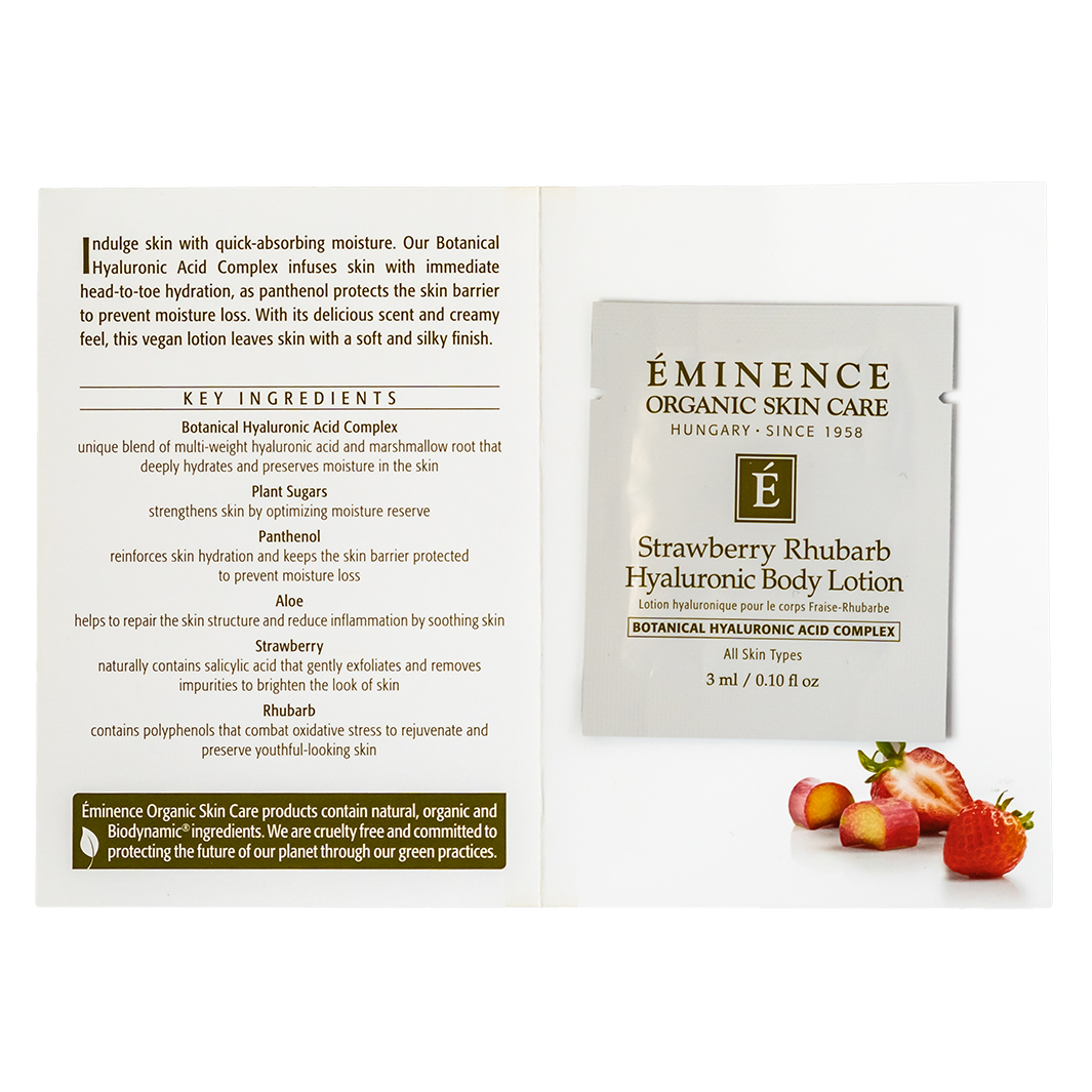 Eminence Organics Strawberry Rhubarb Hyaluronic Body Lotion - Hydrating & Nourishing Moisturizer for Dry Skin | Perfect for Daily Use & Spa Days