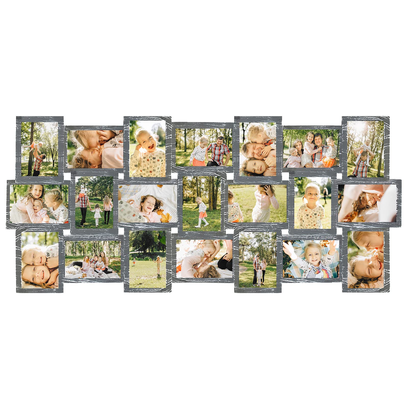 HELLO LAURA Large 21 Opening Photo Collage Frame for Wall - Elegant 4x6 Picture Frame for Multiple Photos, Family Wall Decor in Grey | Perfect for Living Room, Bedroom & Office Display
