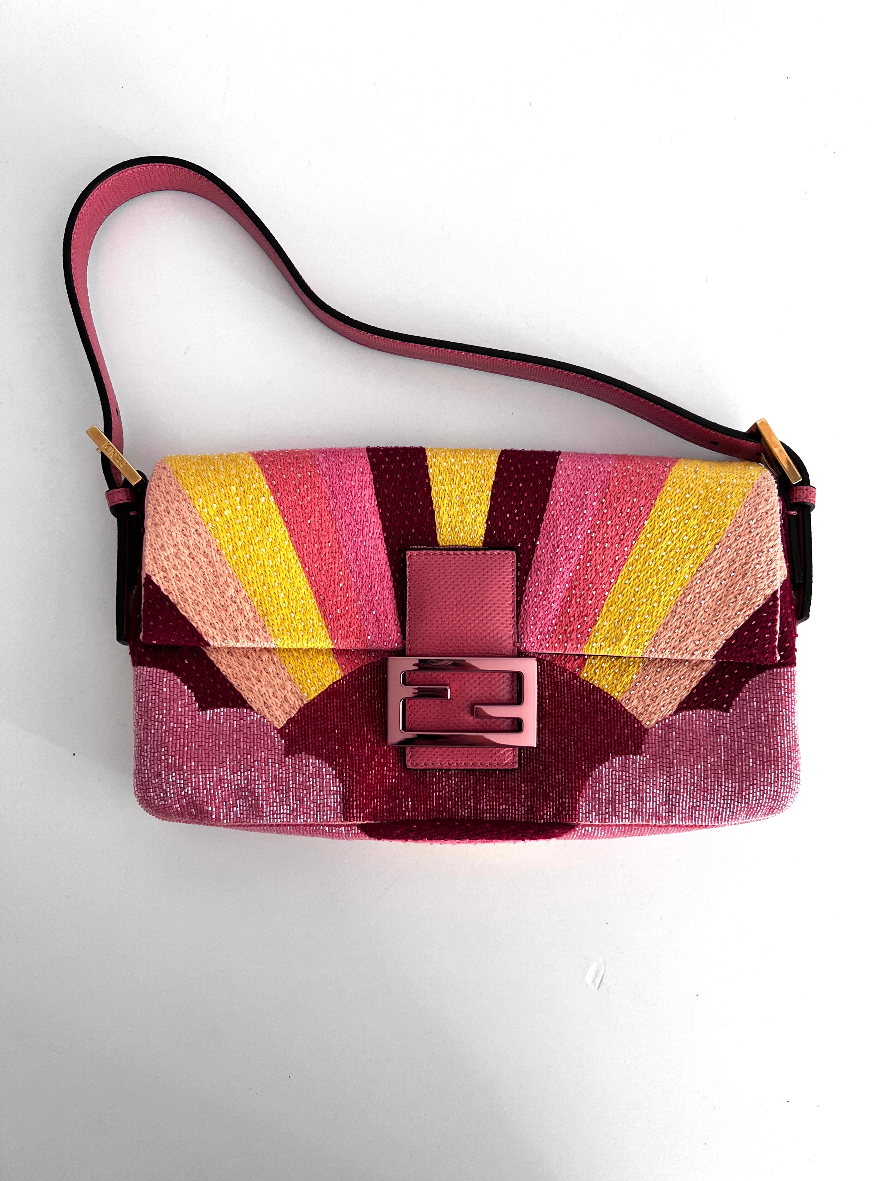 Fendi Sunset Beaded Baguette Bag - Luxury Designer Crossbody Purse for Women | Perfect for Parties, Weddings & Evening Events