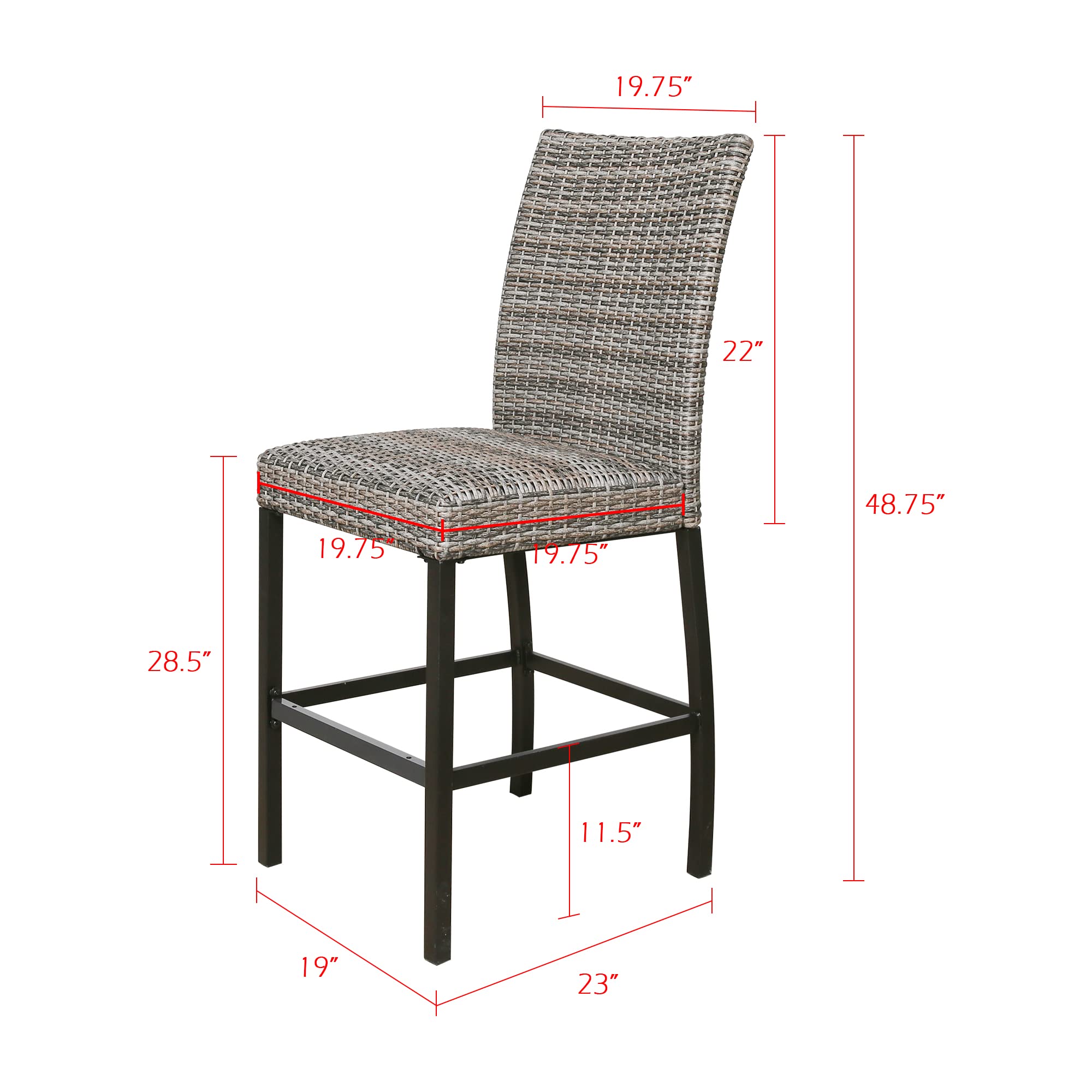 4-Pack Outdoor Wicker Bar Stools with Padded Seats - Waterproof Patio Bar Chairs for Backyard, Poolside & Deck (Set of 4) - Perfect for Outdoor Dining, Entertaining & Relaxing
