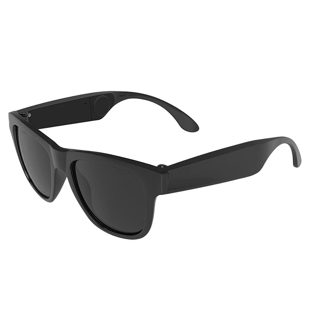 Smart Audio Sunglasses - Bluetooth 4.0 Wireless Bone Conduction Headphones with Mic for iPhone & Android - Open Ear Design for Running, Cycling & Outdoor Activities (Black)