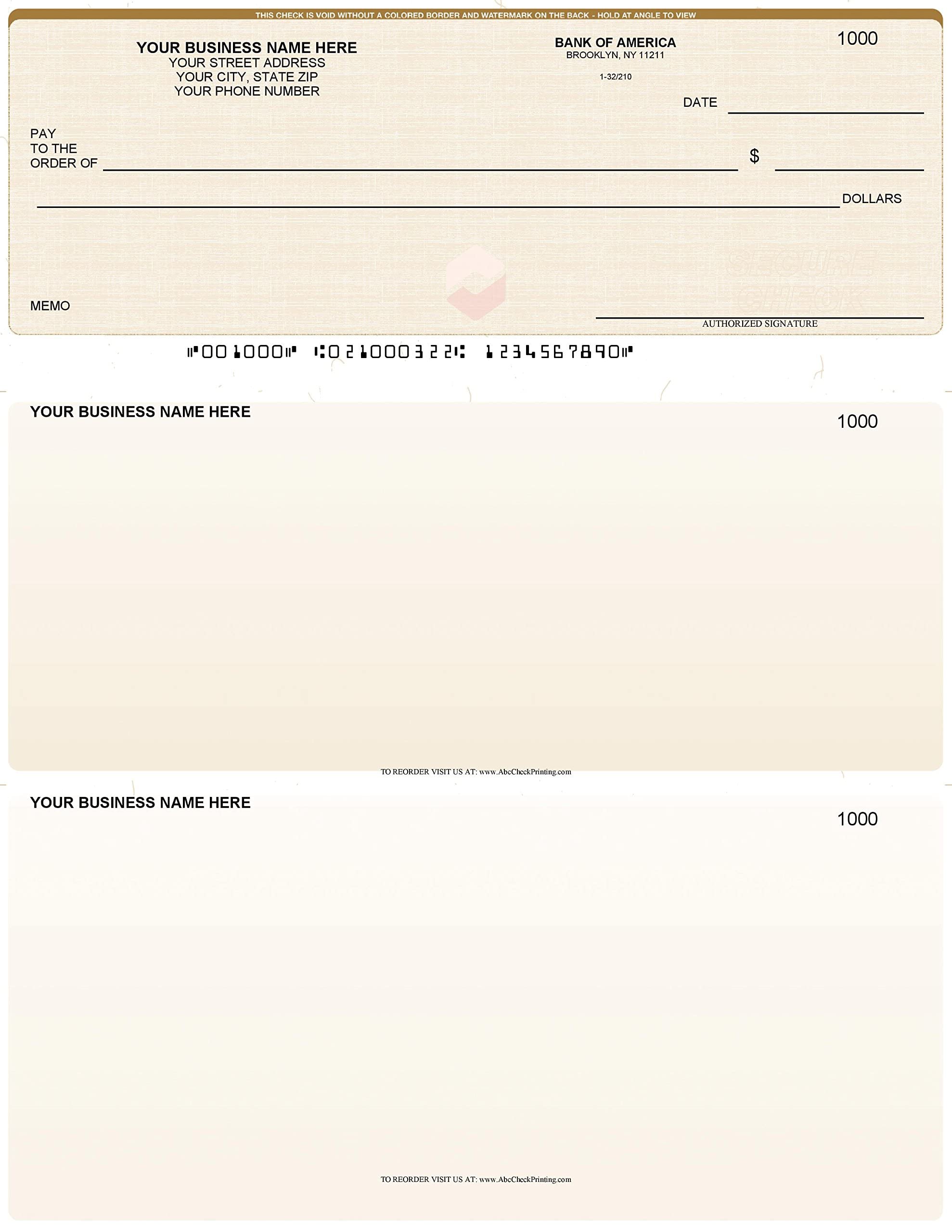 ABC Computer Checks Compatible with QuickBooks - Checks on Top Gold Linen (250 Sheets) - Perfect for Small Business Accounting & Office Use