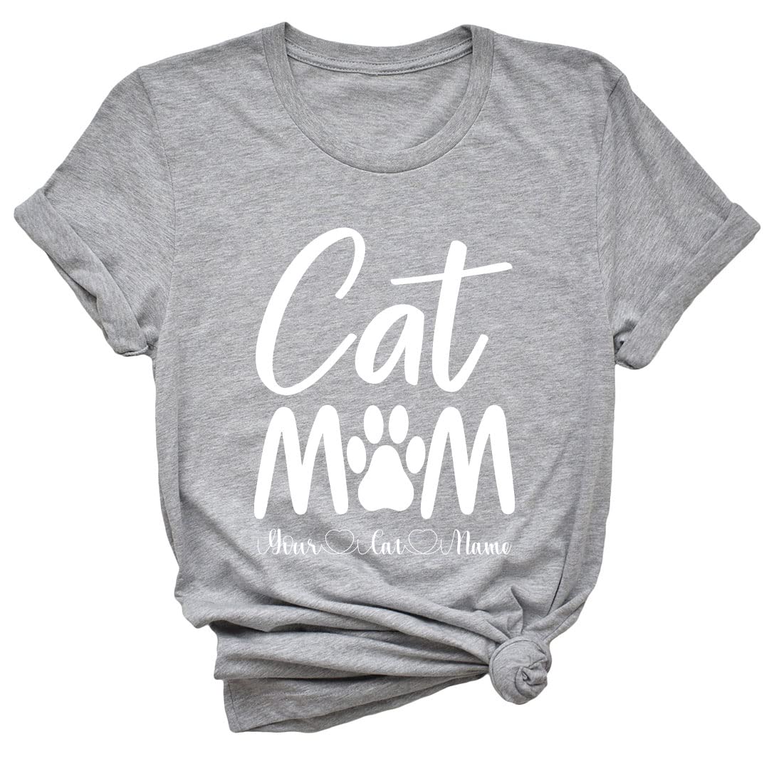 Custom Personalized Cat Mom T-Shirts with Names - Perfect Gift for Cat Lovers & Mother's Day