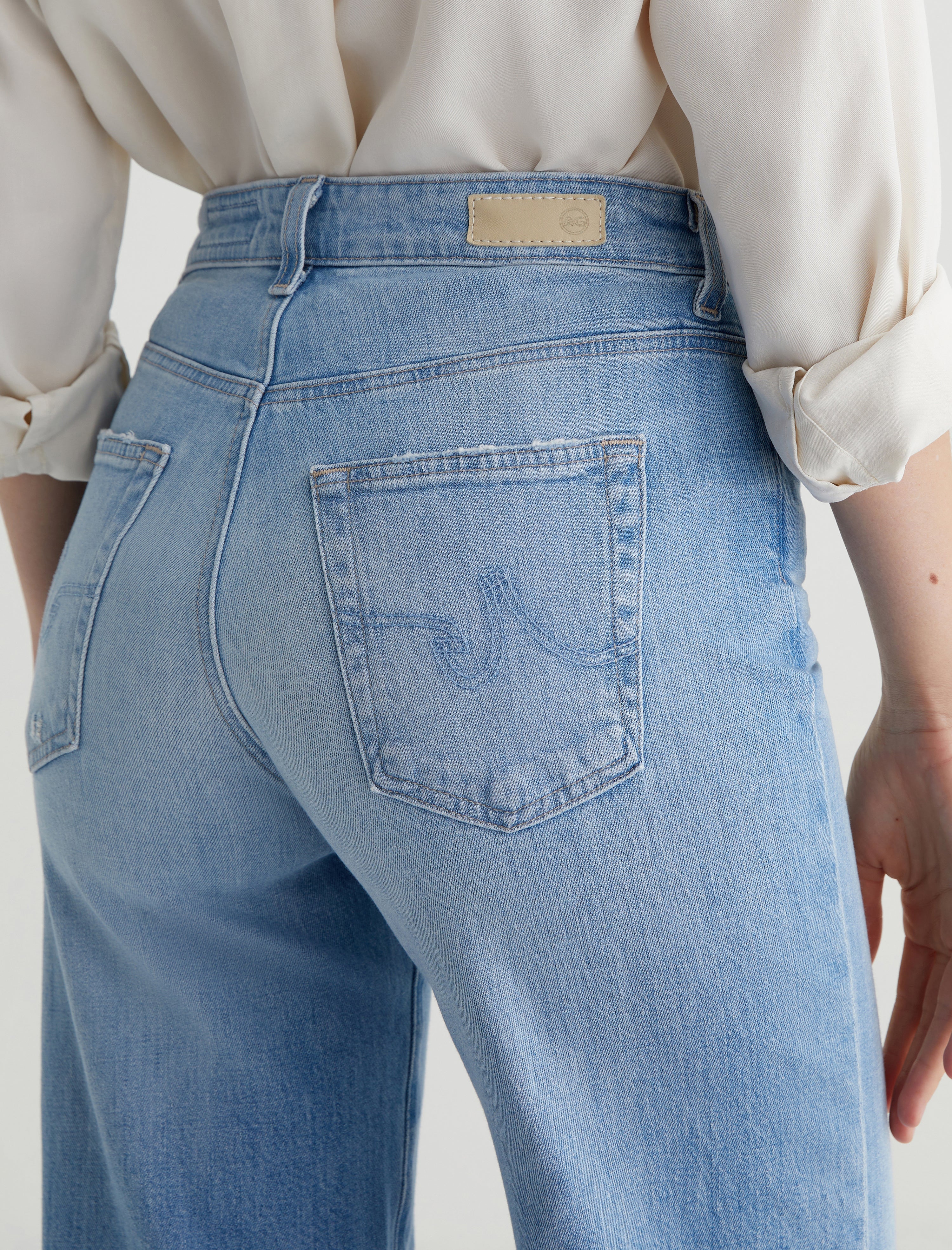 AG Jeans Saige Wide Leg Crop Jeans for Women - High Waist Distressed Denim Pants for Casual & Streetwear Outfits