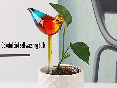 Self-Watering Glass Globes - 4 Pack Automatic Plant Watering Bulbs for Indoor & Outdoor Plants | Clear Glass Bird-Shaped Watering Stakes | Perfect for Vacation Plant Care, Hanging Baskets & Herb Gardens