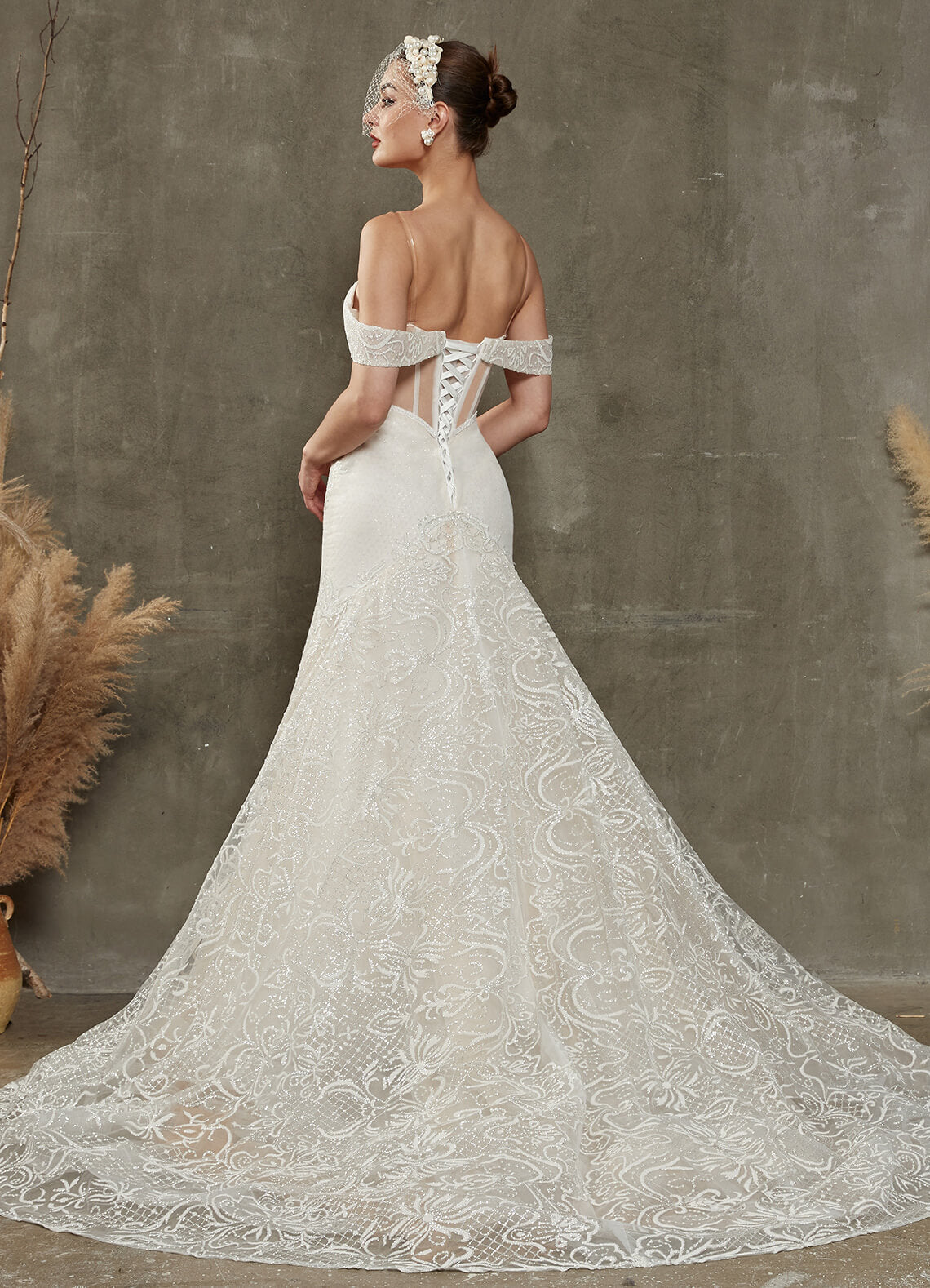 Elegant White Convertible Mermaid Wedding Dress with Sparkling Diamonds & Cathedral Train – Perfect for Bridal, Prom, and Formal Occasions