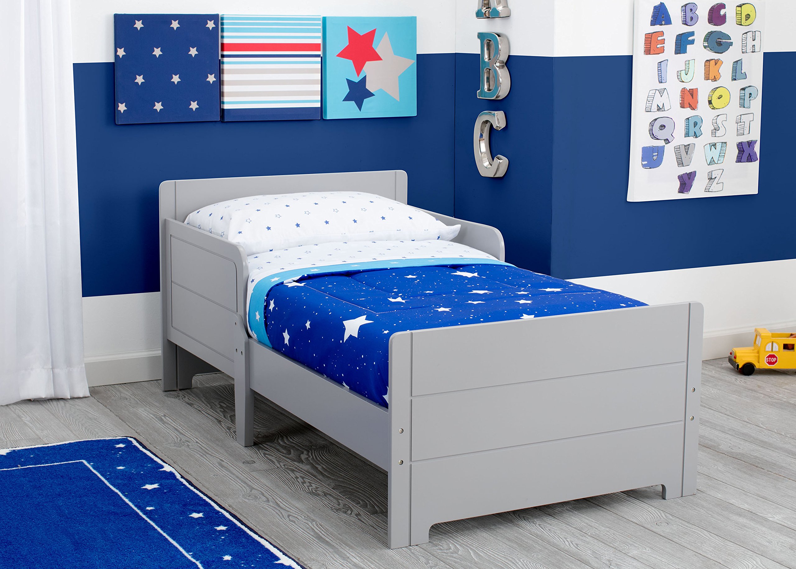 Delta Children MySize Toddler Bed with Dual-Sided Recycled Fiber Core Mattress & Waterproof Cover – Grey, Supports Up to 50 lbs – Perfect for Toddler Rooms, Daycares & Sleepovers