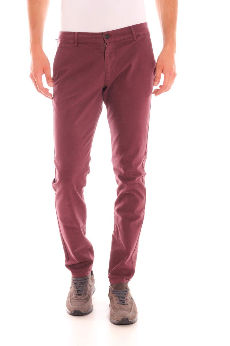 DANIELE ALESSANDRINI Men's Slim Fit Dress Pants PJ5386L1003506 in Bordeaux Red - Perfect for Office, Business Casual & Formal Occasions