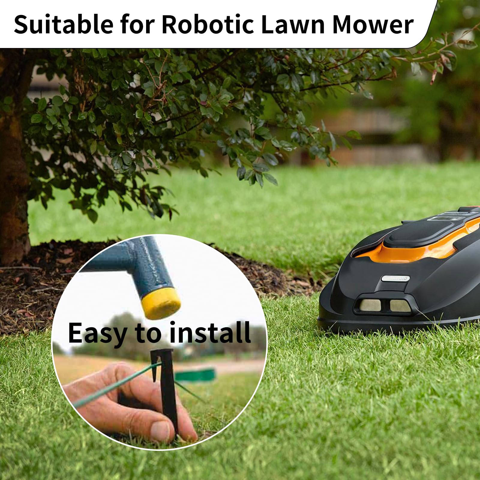 1500FT Robotic Lawn Mower Boundary Wire Kit with 200 Plastic Stakes - Universal Automatic Perimeter Wire for Robotic Mowers - Perfect for Backyard, Garden, and Large Lawn Areas