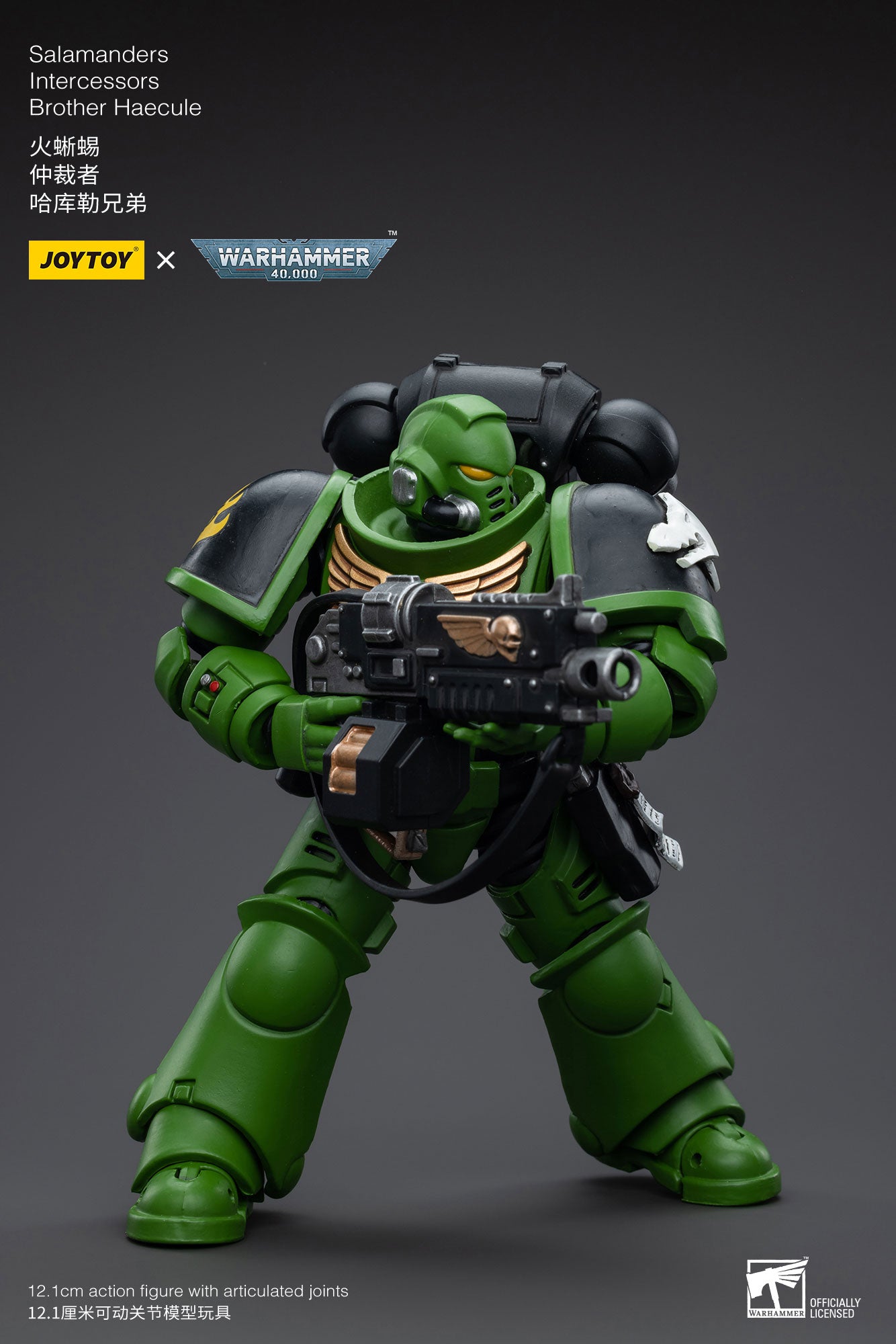 JOYTOY 1/18 Scale 3.75 Inch Warhammer 40K Salamanders Space Marine Intercessors Brother Haecule Action Figure - Reissue Collectible Model for Tabletop Gaming & Display