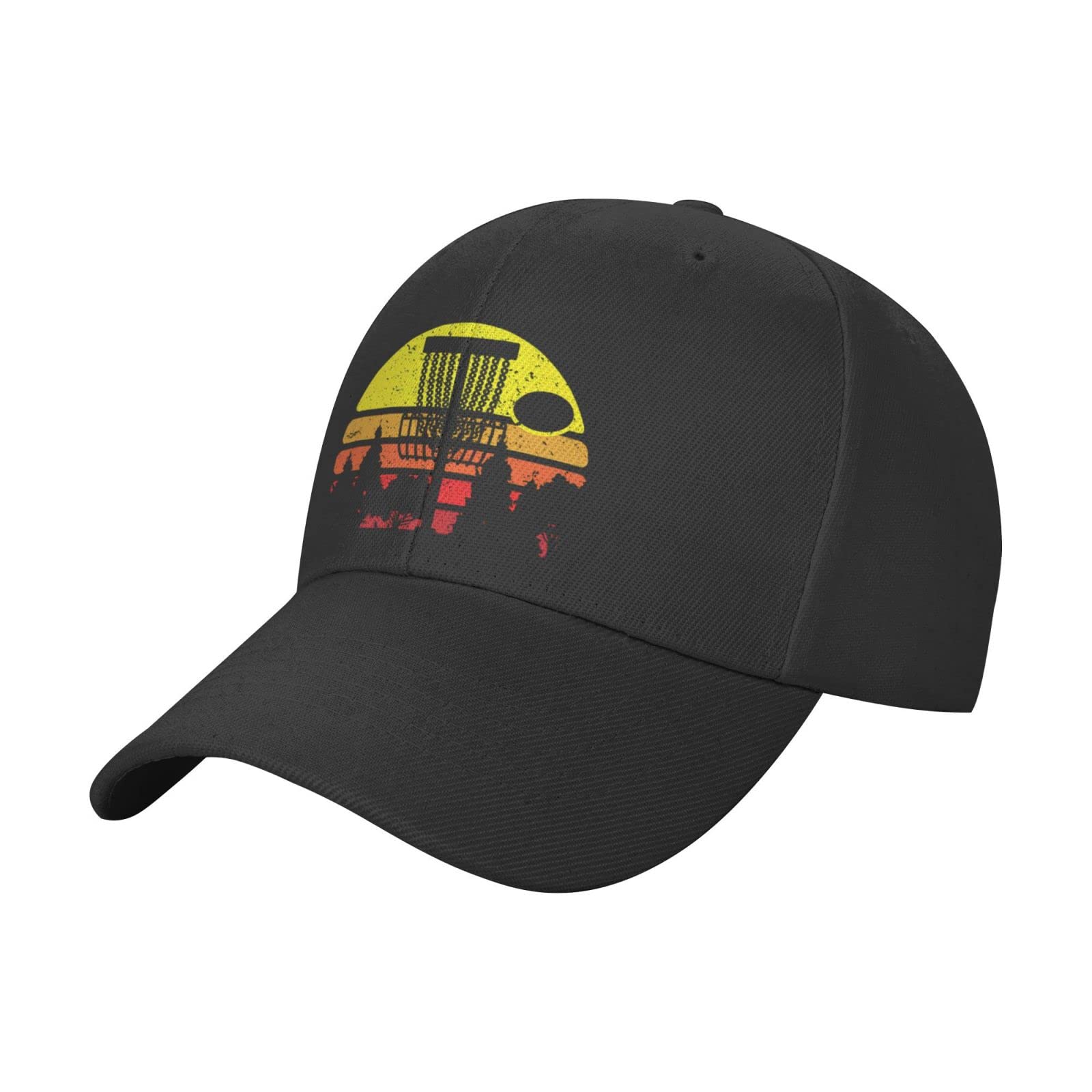 Unisex Disc Golf Sunset Golfer Baseball Cap - Adjustable Dad Hat, Cowboy & Trucker Style with Ponytail Hole - UV Protection Sun Hat for Men & Women (Black) - Perfect for Outdoor Sports, Golfing, Hiking & Summer Activities