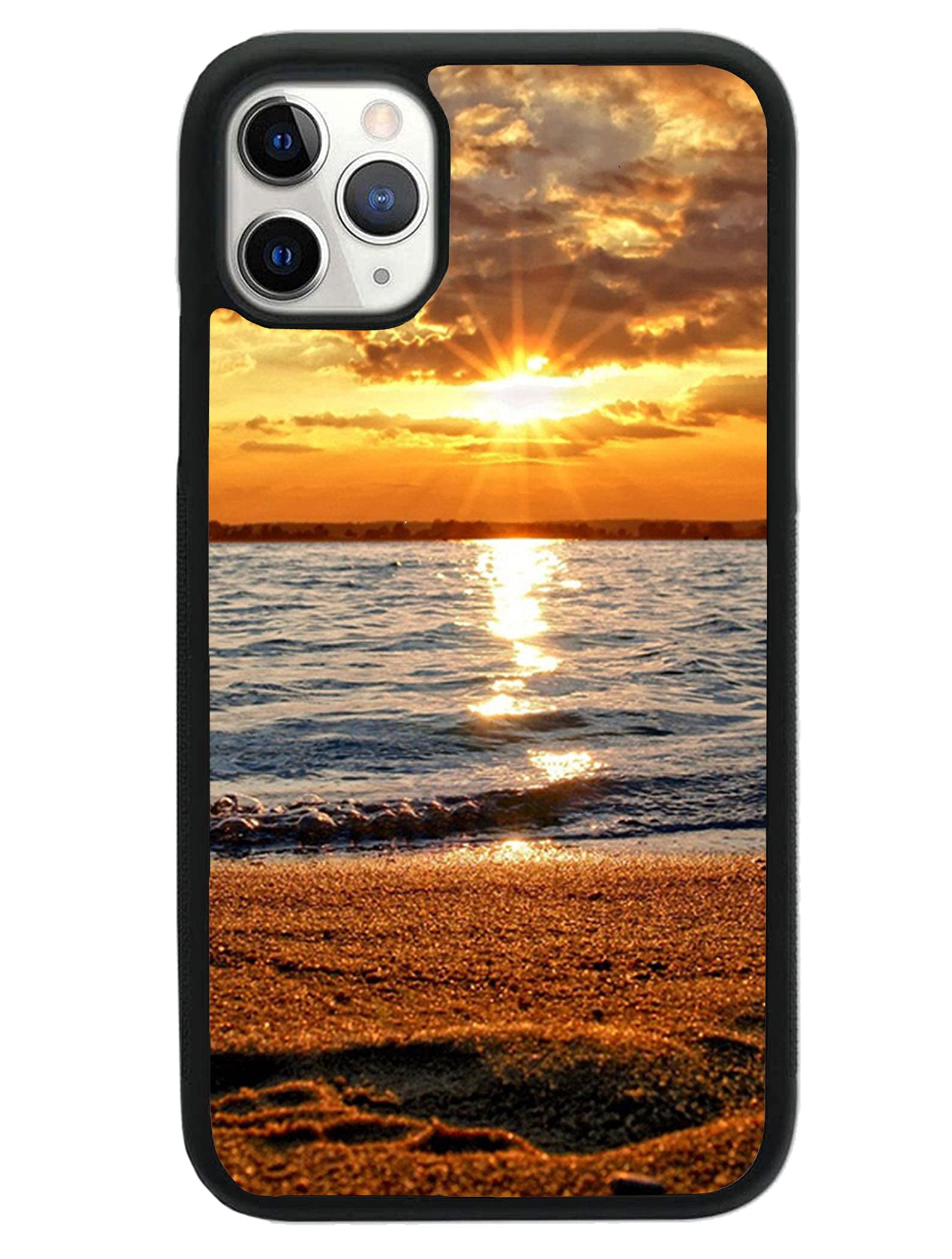 Shockproof iPhone 11 Pro Case with Beach Sunset Design - Flexible TPU Protective Cover for Impact Absorption - Perfect for Outdoor Activities, Travel & Daily Use