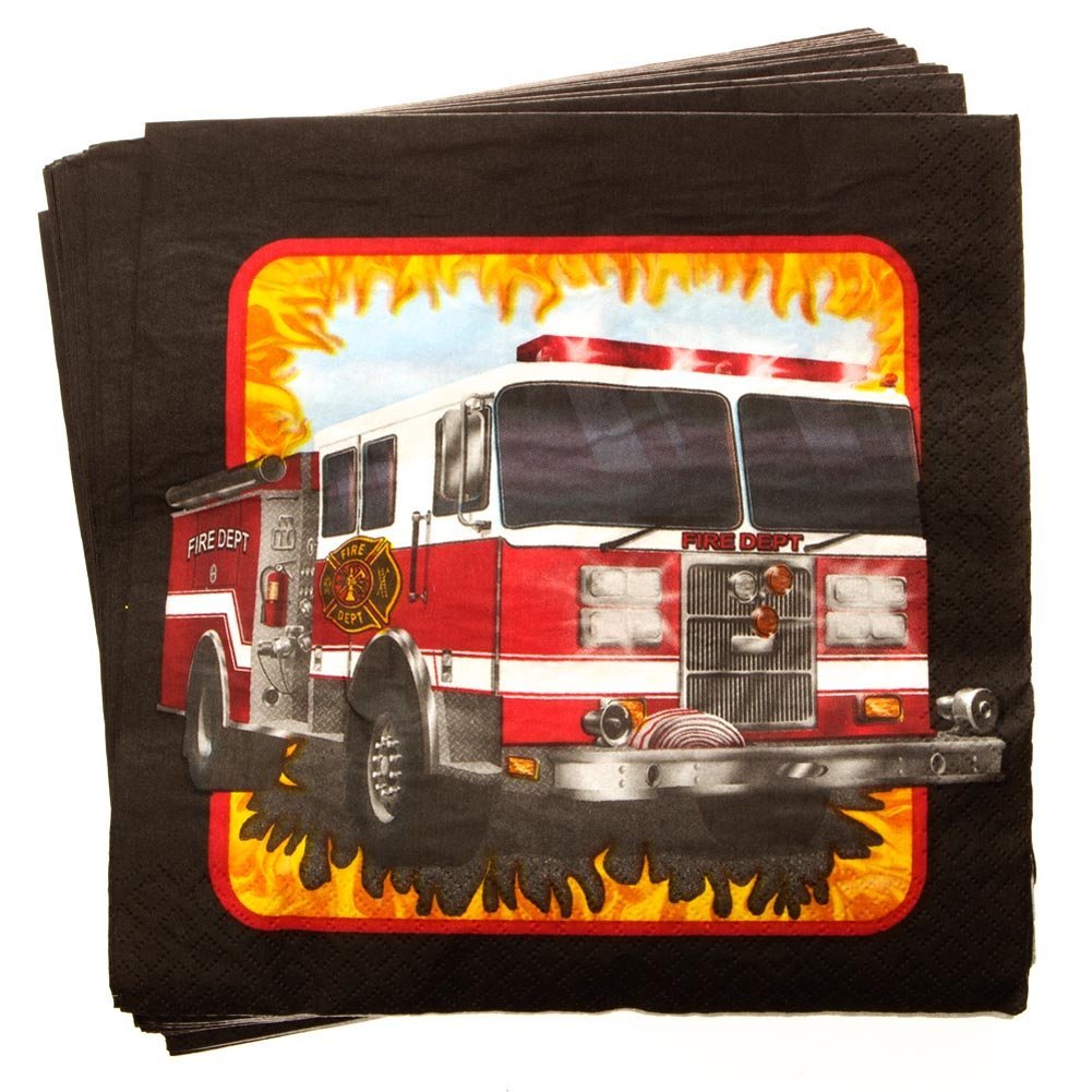 Creative Converting 16 Count 3 Ply Fire Watch Lunch Napkins, Red/Black - Perfect for BBQs, Camping & Outdoor Dining