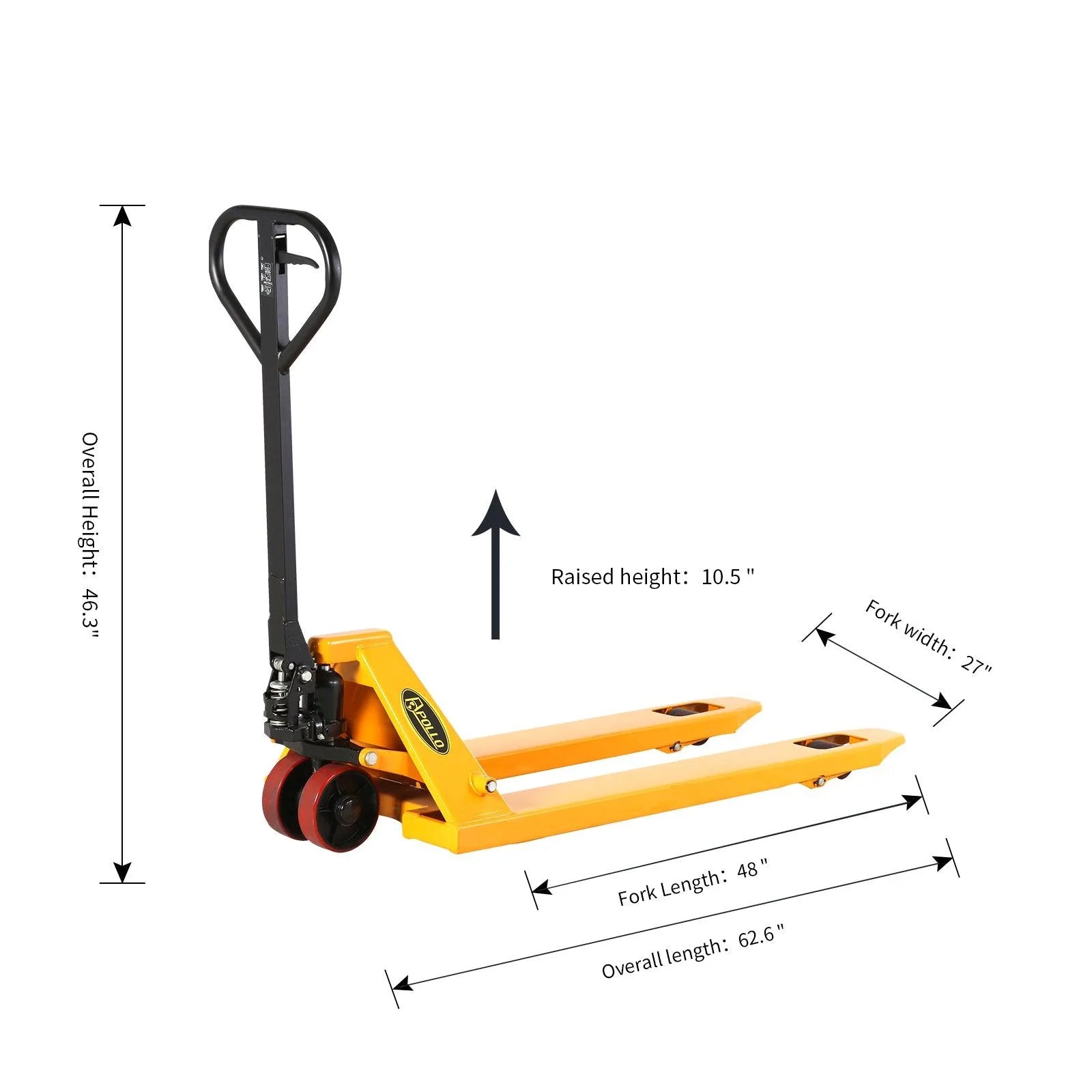 Apollolift A 1002 Heavy Duty Hand Pallet Truck - 4400 lbs Capacity, 48