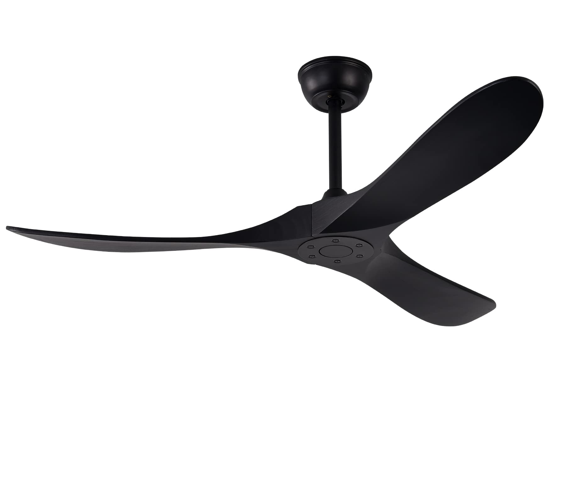 52-Inch Indoor/Outdoor Ceiling Fan with Remote Control - 3 Balsa Wood Blades, Matte Black Finish, Reversible DC Motor - Ultra Quiet & Energy Efficient - Perfect for Patio, Bedroom, Living Room, and Covered Porch (Black with Black Blades)