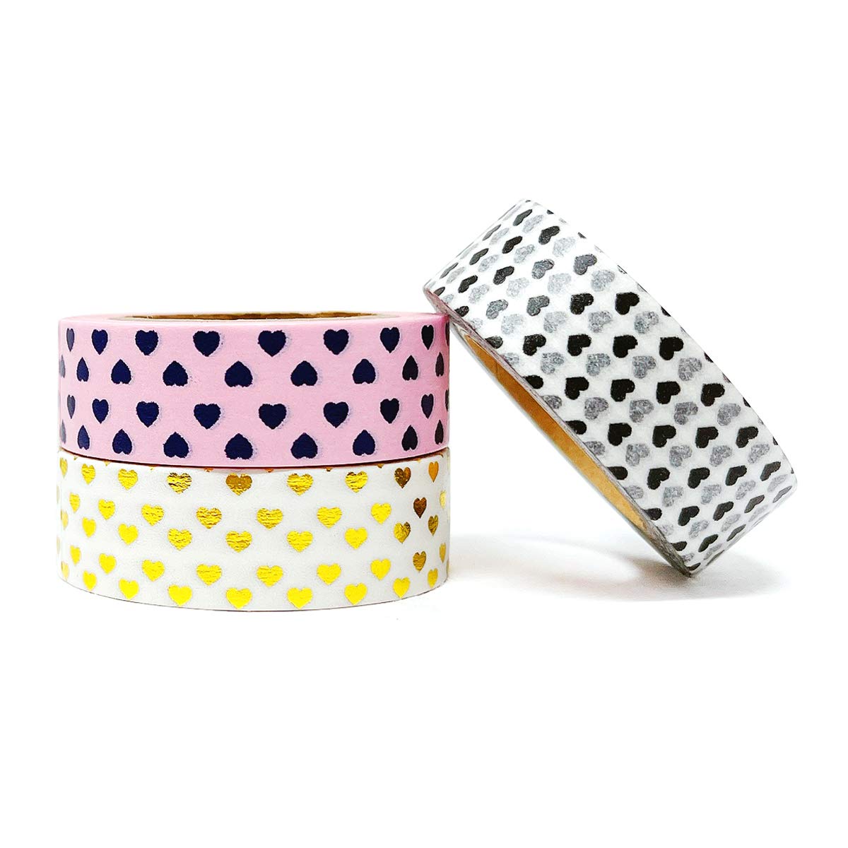 Allydrew Valentine Hearts Washi Tape Set - 3 Pack Floral Decorative Masking Tapes for Scrapbooking, Journaling, Gift Wrapping & DIY Crafts