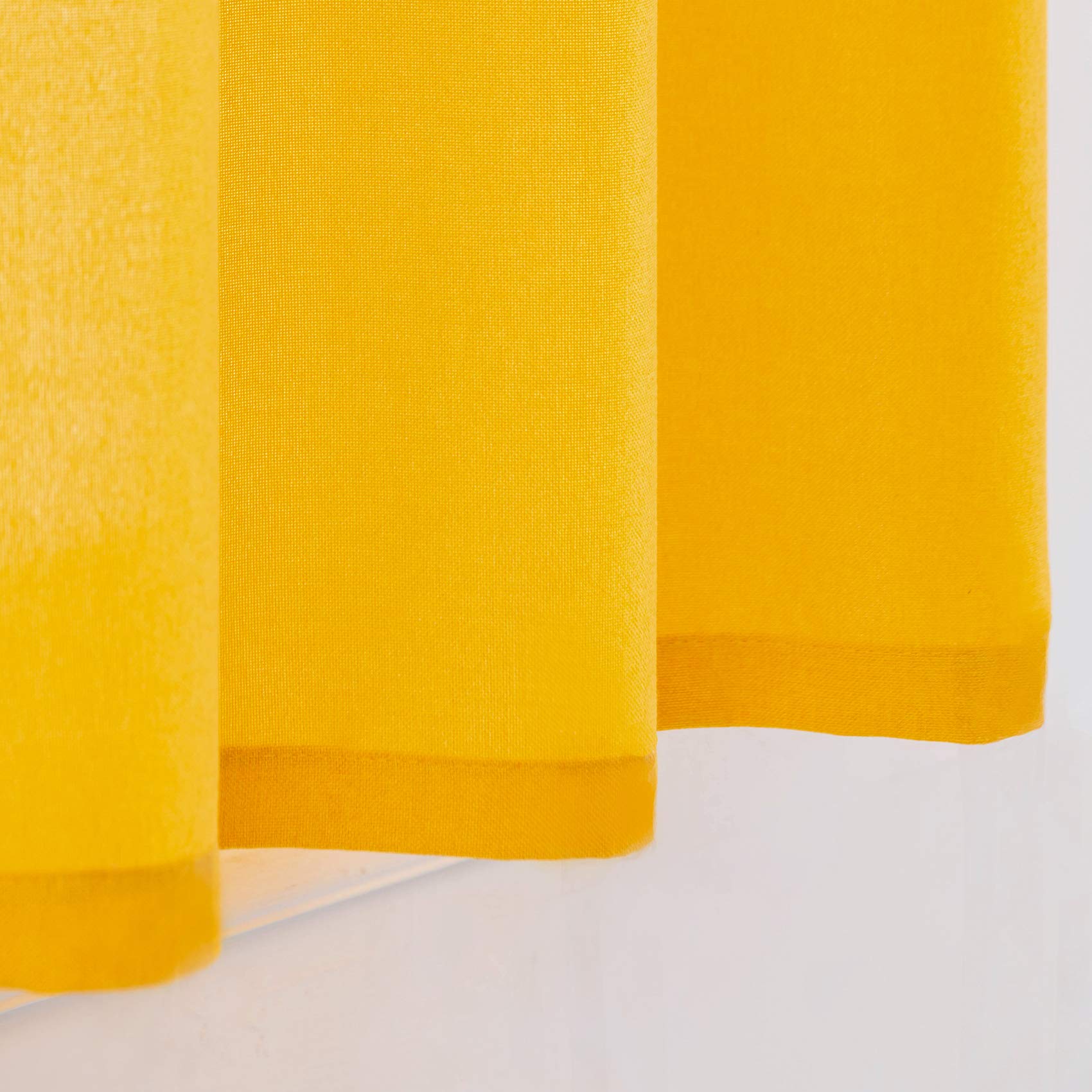 UPOPO Yellow Tier Kitchen Curtains - 24 Inch Linen Textured Cafe Curtains for Sink Privacy, Small Windows, Caravan & Bathroom (2 Panels, Rod Pocket) - Perfect for Kitchen, RV, Basement & Cozy Spaces