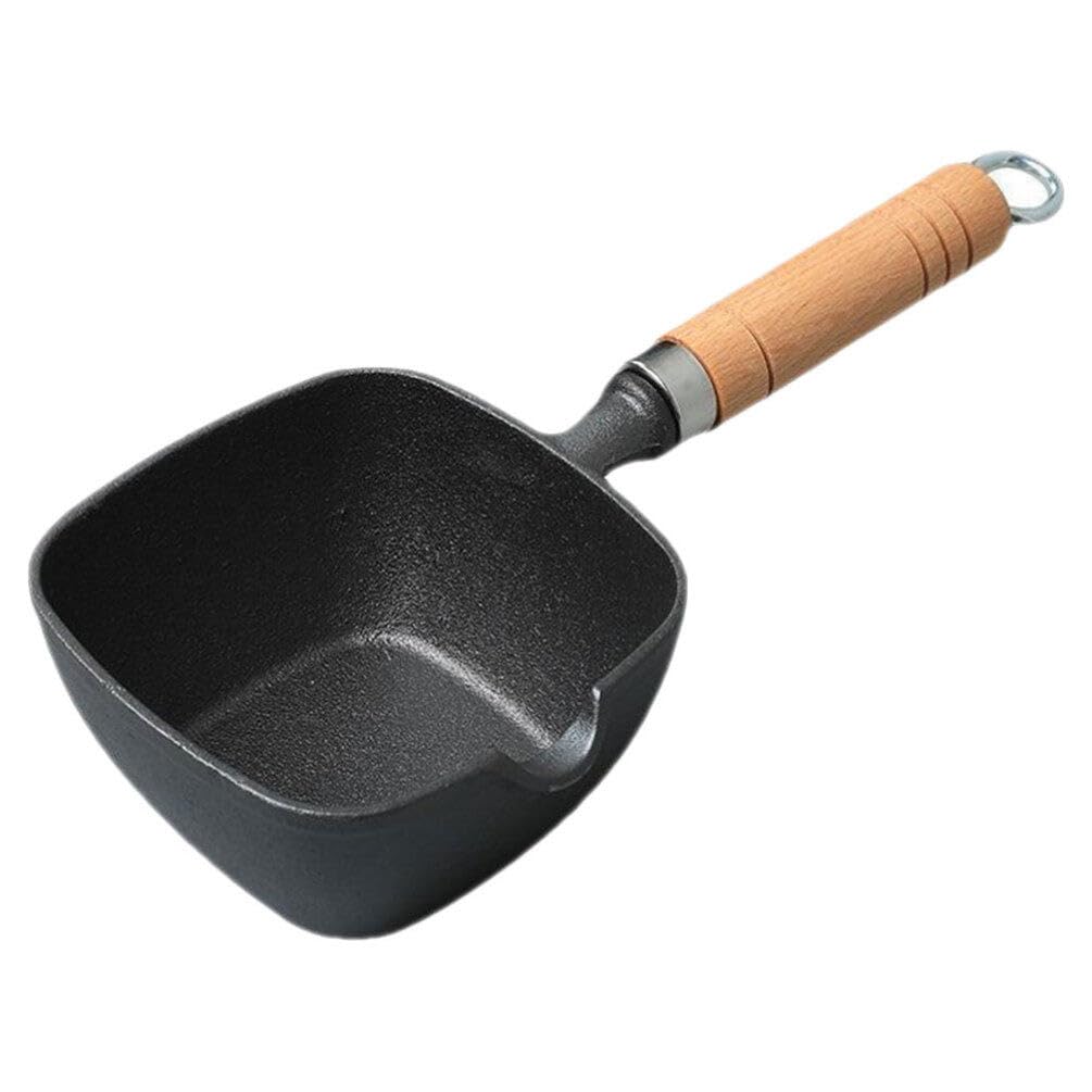 Yardwe 4 Inch Cast Iron Butter Melting Pot with Wooden Handle - Premium Oil Heating Cookware for Kitchen, Camping & Outdoor Cooking - Perfect for Melting Butter, Wax, Chocolate & Essential Oils