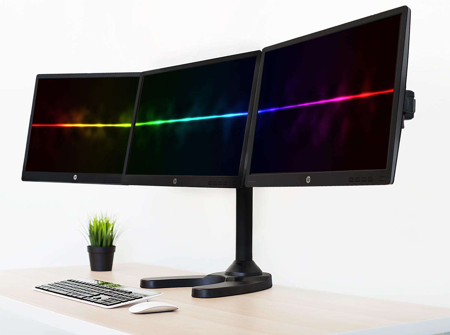 Mount-It! Triple Monitor Stand for 19-24 Inch Screens - Heavy Duty Adjustable 3 Monitor Mount with Free Standing & Grommet Bases - VESA 75/100 Compatible - Perfect for Home Office, Gaming Setup & Workstation Ergonomics