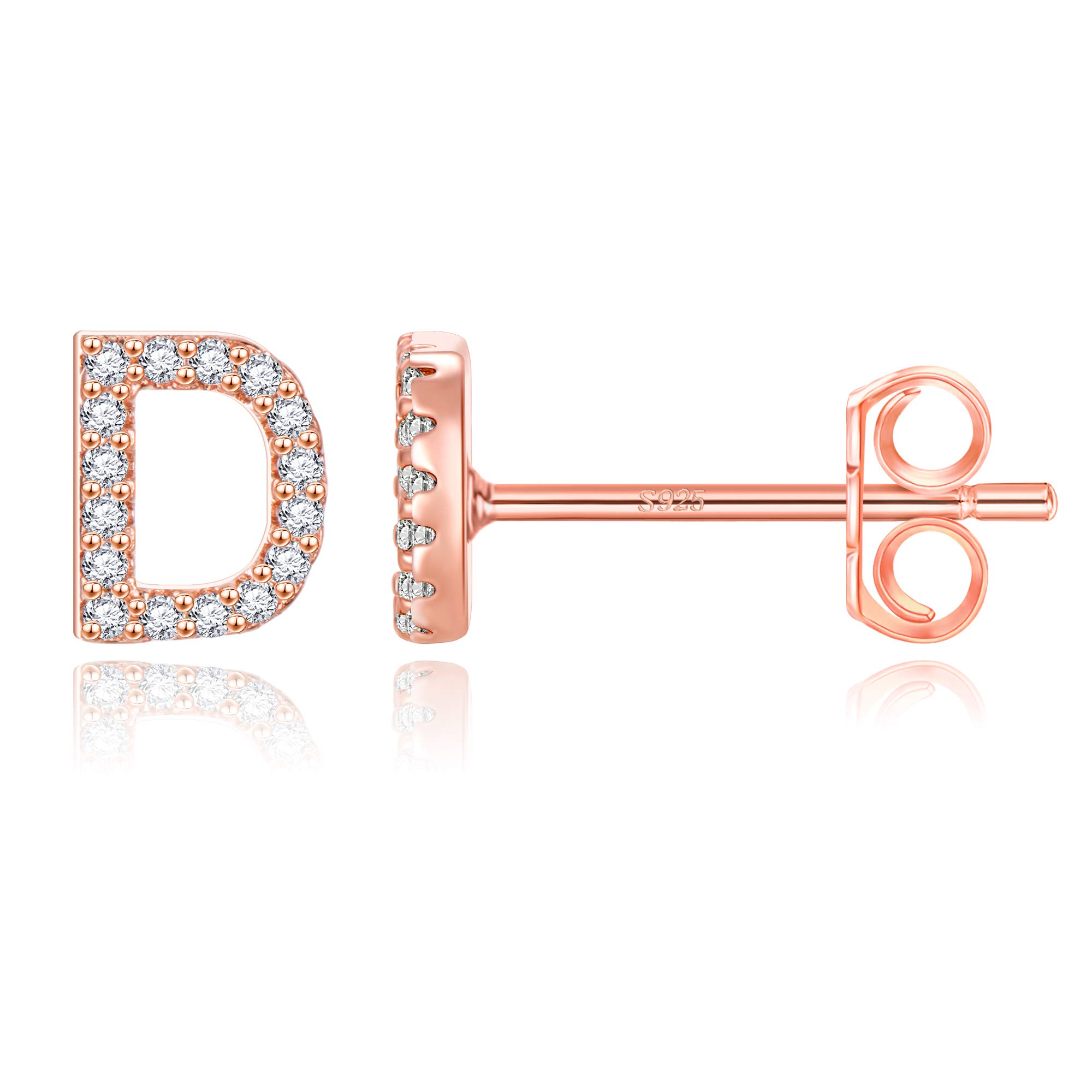 MONOOC Initial Stud Earrings for Women & Girls - Hypoallergenic S925 Sterling Silver Cubic Zirconia Initial Letter Earrings | Perfect Birthday Gift, Everyday Wear & Special Occasion Jewelry