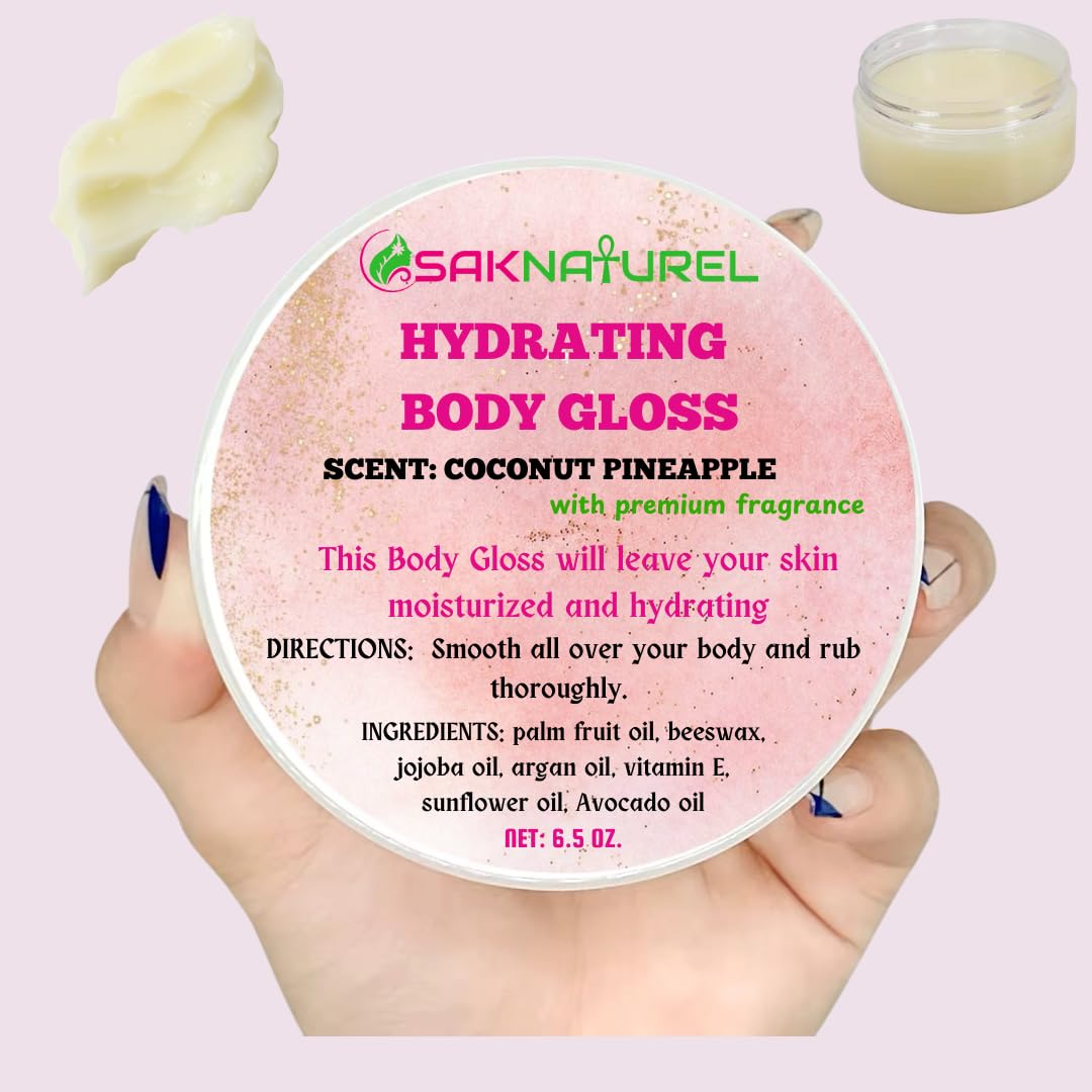 Coconut Pineapple Body Gloss & Butter - Moisturizing Body Glaze Donut & Oil for Soft, Radiant Skin | Dry Skin Care, Scented Body Drops | Perfect for Spa Days & Nighttime Hydration