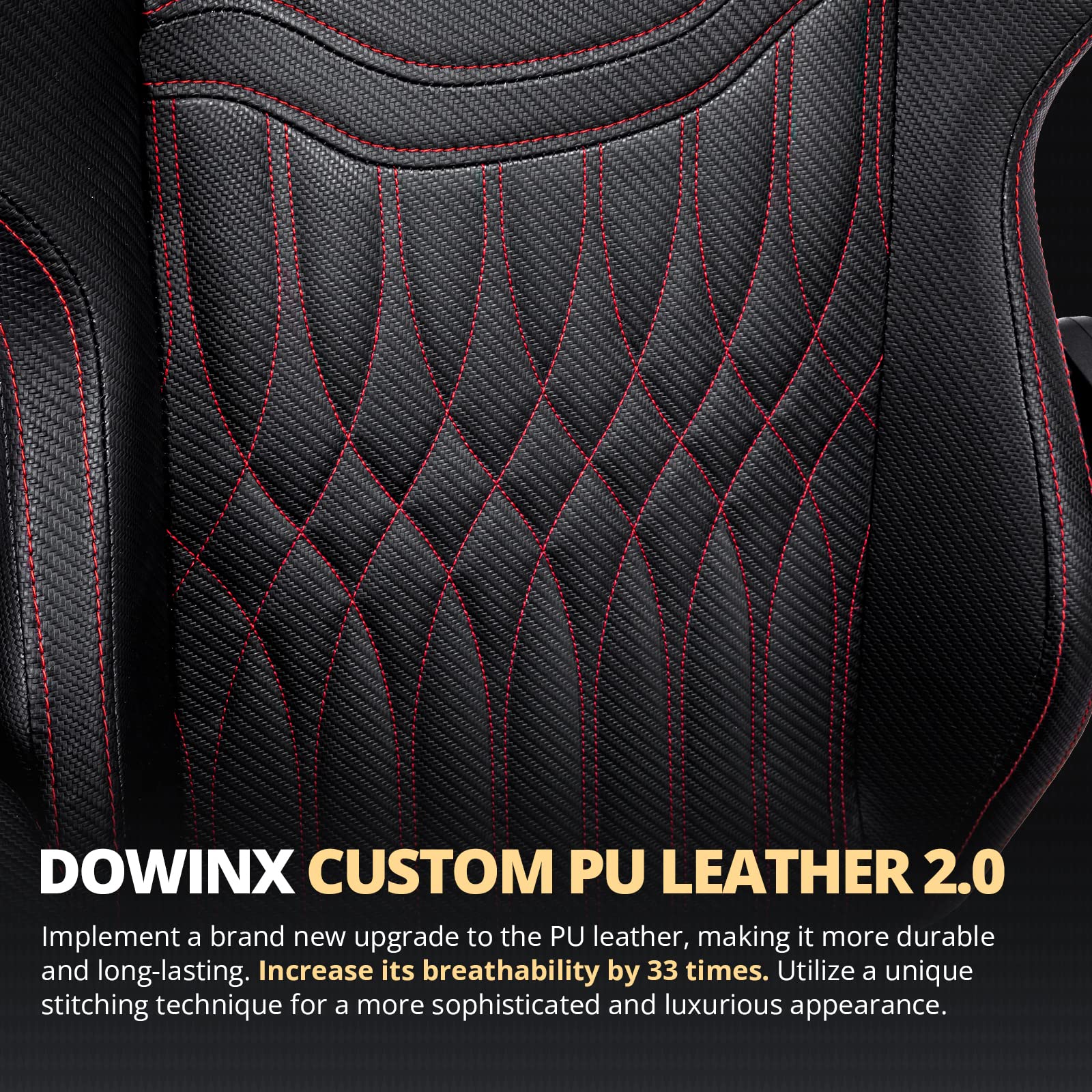 Dowinx Ergonomic Gaming Chair - Breathable PU Leather Computer Chair with Pocket Spring Cushion & Massage Lumbar Support, Adjustable Swivel Task Chair with Footrest for Office & Home Gaming Setup (Black) - Perfect for Esports, Streaming & Long Work Sessions