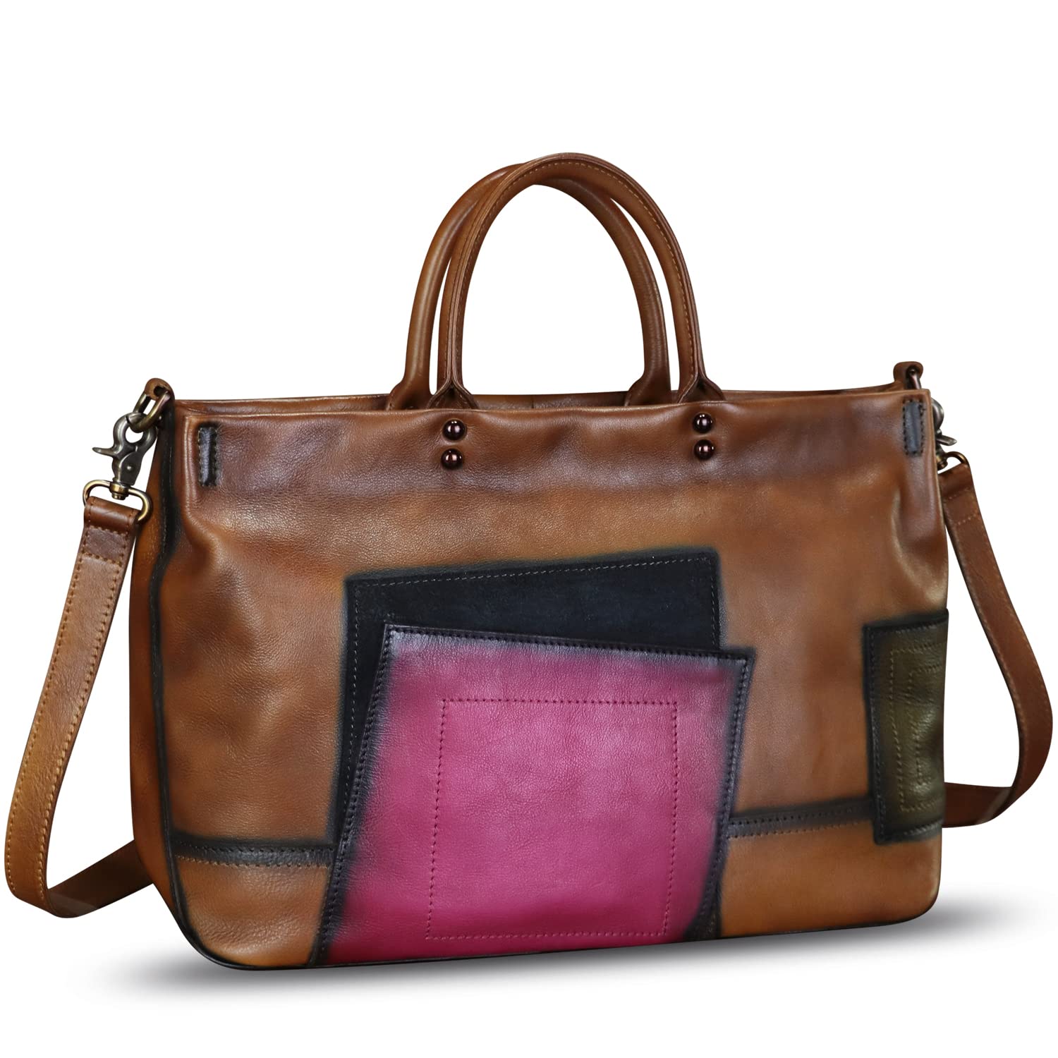 Genuine Leather Satchel for Women - Premium Handmade Work Tote Bag with Top Handle & Crossbody Strap - Perfect for Office, Travel & Everyday Use