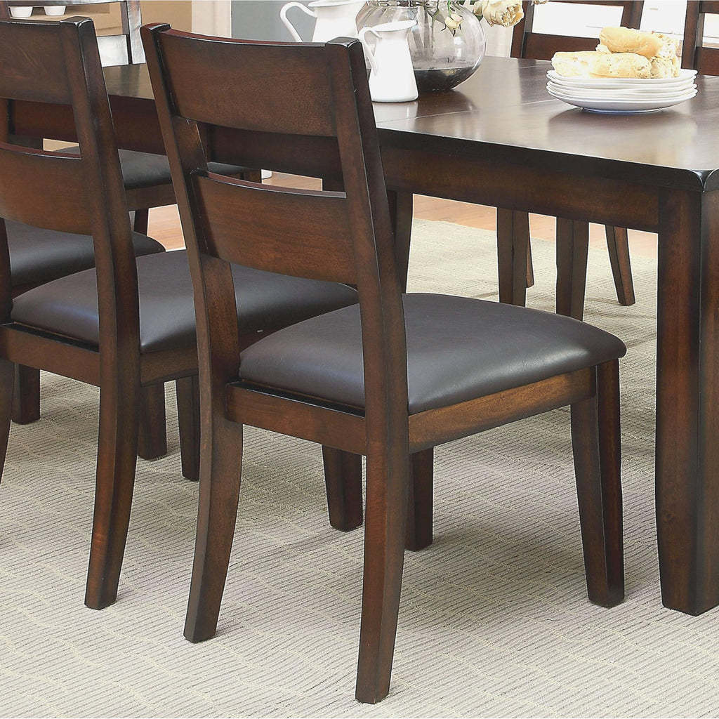 Dark Cherry Finish Solid Wood Transitional Style Kitchen Dining Chairs Set of 2 - Bold & Sturdy Design with Padded Leatherette Seats - Perfect for Dining Room, Kitchen Island, or Breakfast Nook