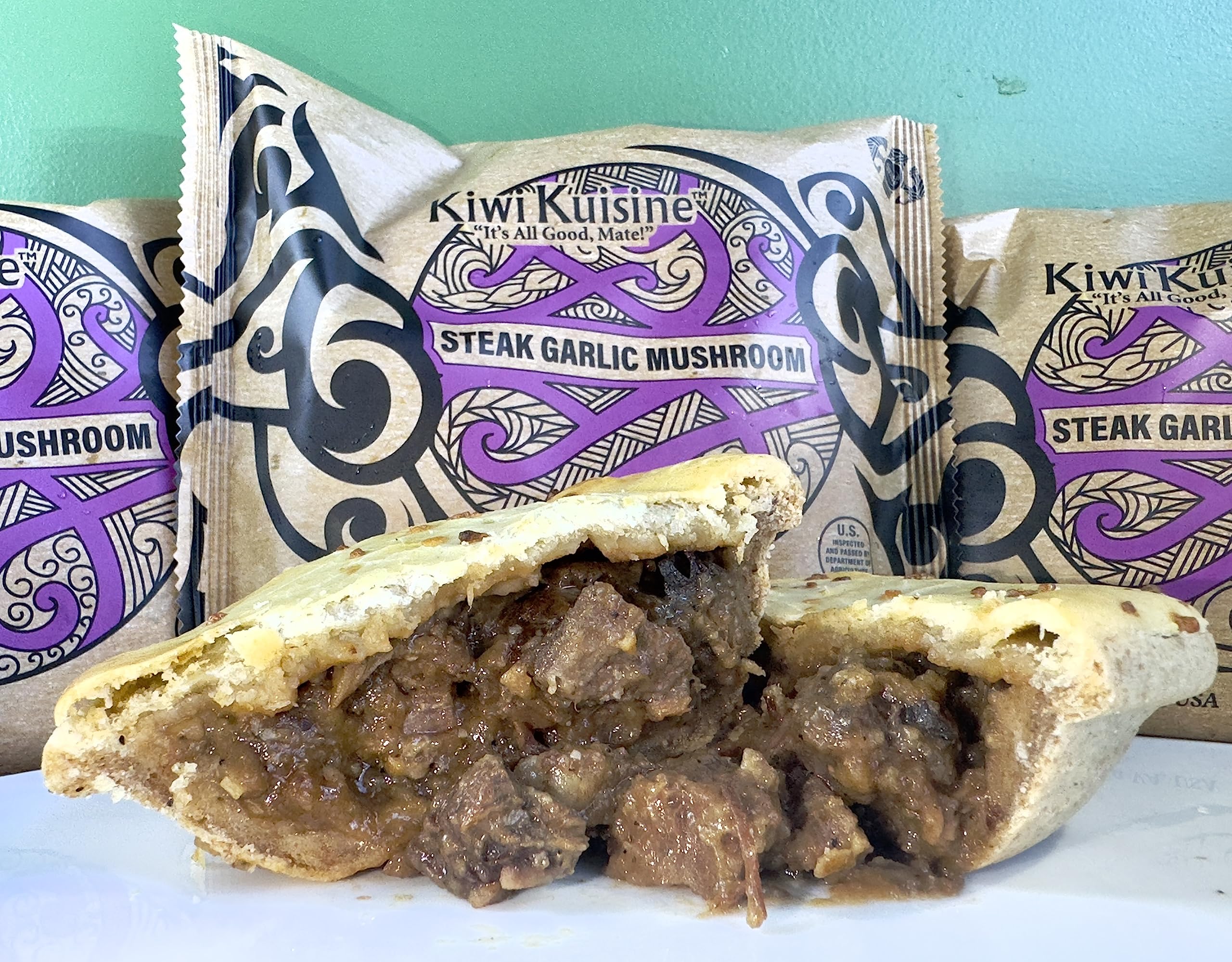 Kiwi Cuisine Steak Garlic Mushroom Pie - 12 Pack | Authentic New Zealand Hand Pies | Perfect for Parties, Picnics & Quick Meals