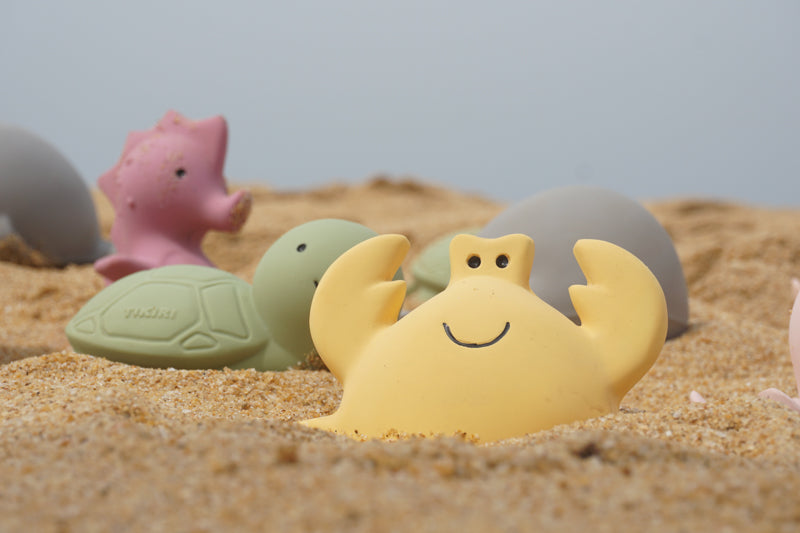 Tikiri Ocean Buddies Natural Rubber Teething Toys for Babies - Safe, Non-Toxic Chew Toys for Infants & Toddlers | Perfect for Teething Relief, Sensory Play & Bath Time Fun