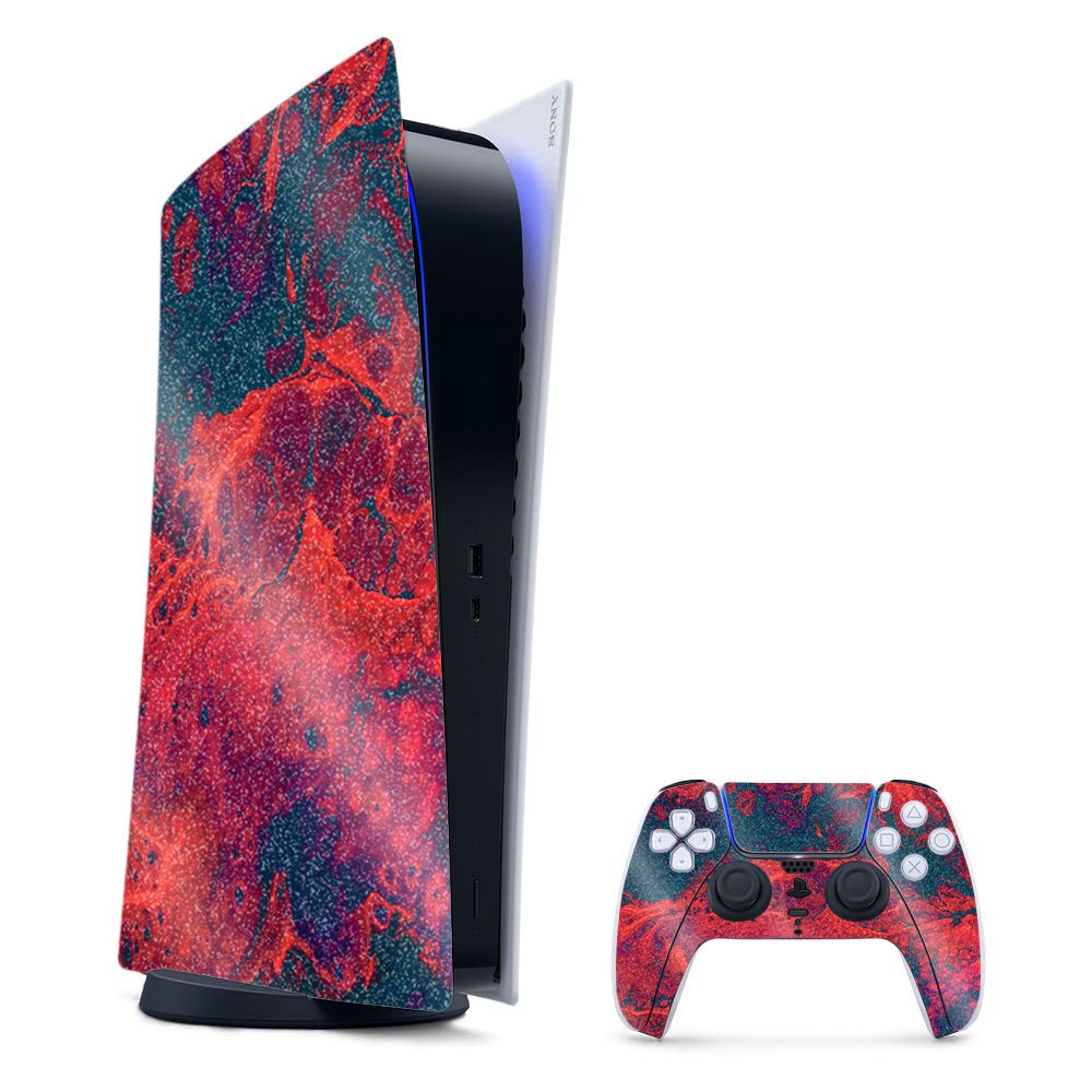 Glossy Glitter PS5 Skin - Fiery Flow | Durable Gaming Cover for Playstation 5 Digital Edition | Perfect for Gamers & Collectors
