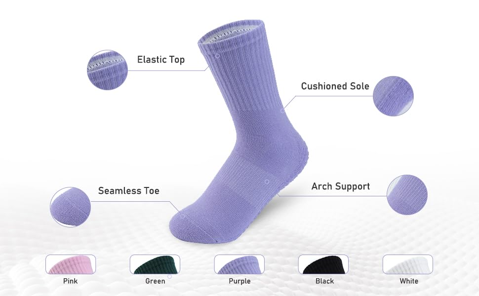 Joyou 4-Pack Non-Slip Pilates Grip Socks for Women - Anti-Slip Yoga & Barre Socks with Sticky Soles, Breathable Workout Socks for Gym, Dance, Ballet and Home Exercise