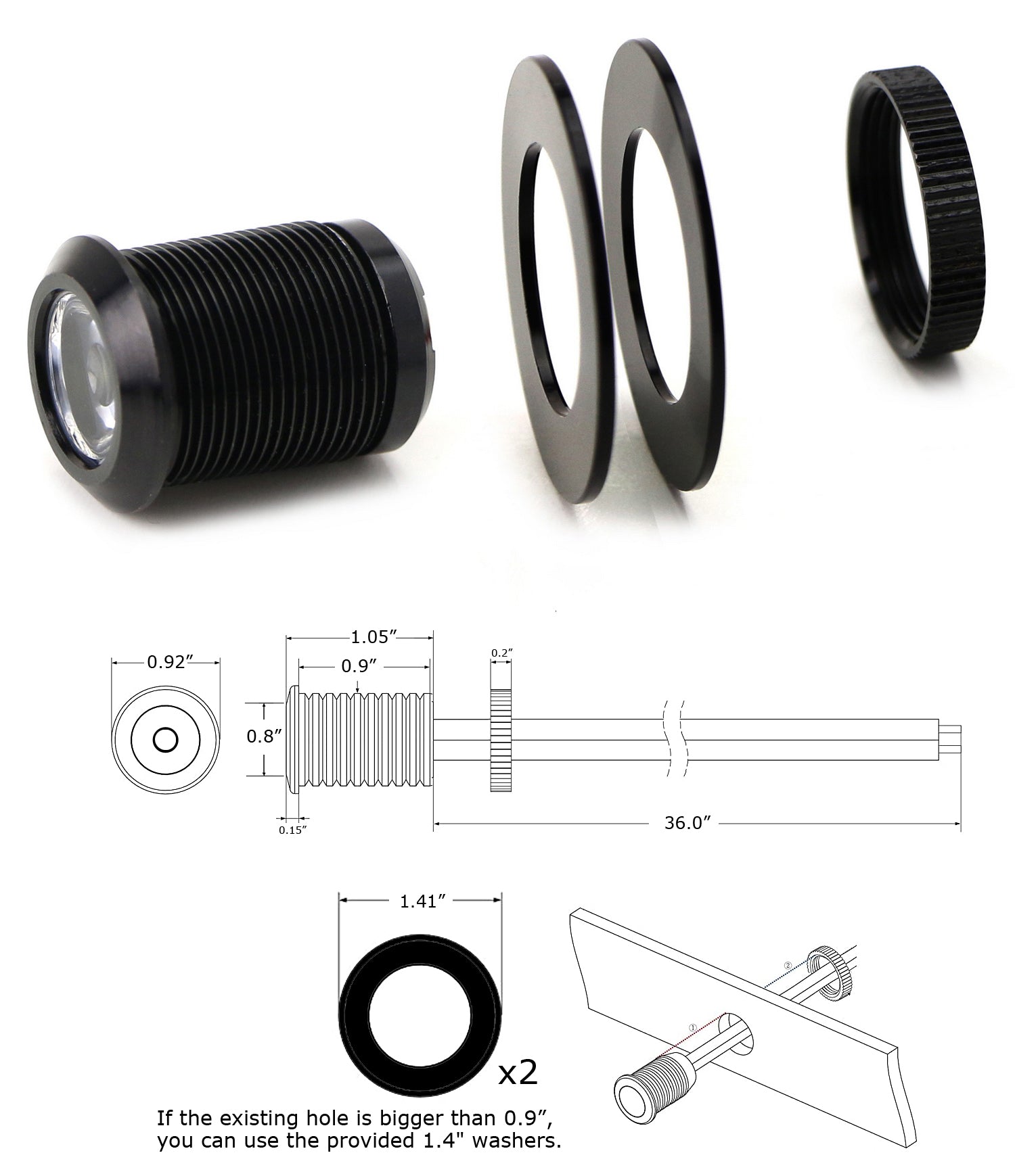 20mm Amber 3W LED Projector Lens Flush/Surface Mount Bolt Lights for Cars - Durable Waterproof Fog Lights for Off-Road Trucks, Motorcycles & Emergency Vehicles