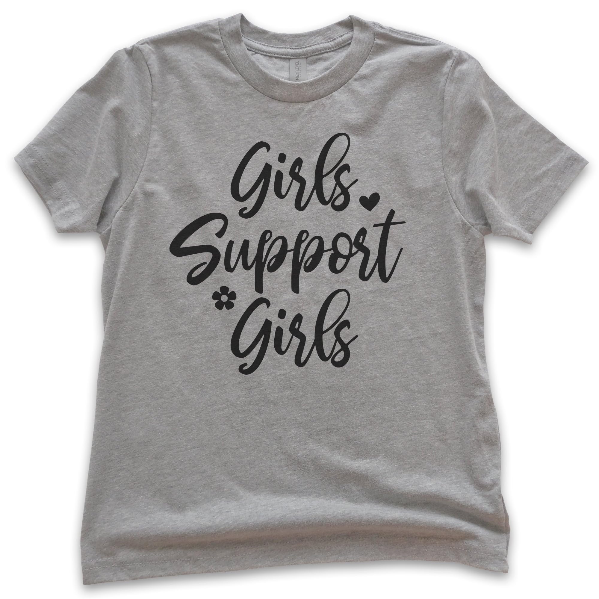 EVERTREE CLOTHING Girls Support Girls T-Shirt - Youth Feminist Shirt for Kids & Teens - Girl Power Feminist Tee - Perfect for School, Playdates & Women's Rights Events